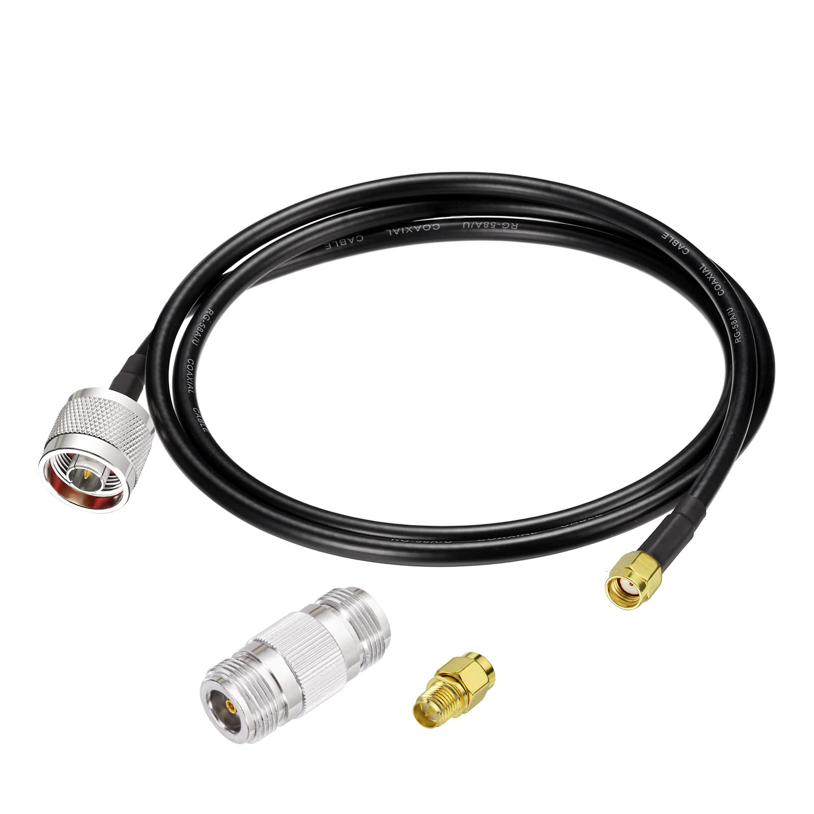 Eightwood Rp Sma Male To N Male Rg58 Low Loss Cable 3Ft + Sma Male To Rp Sma Female Adapter + N Female To N Female Adapter For W