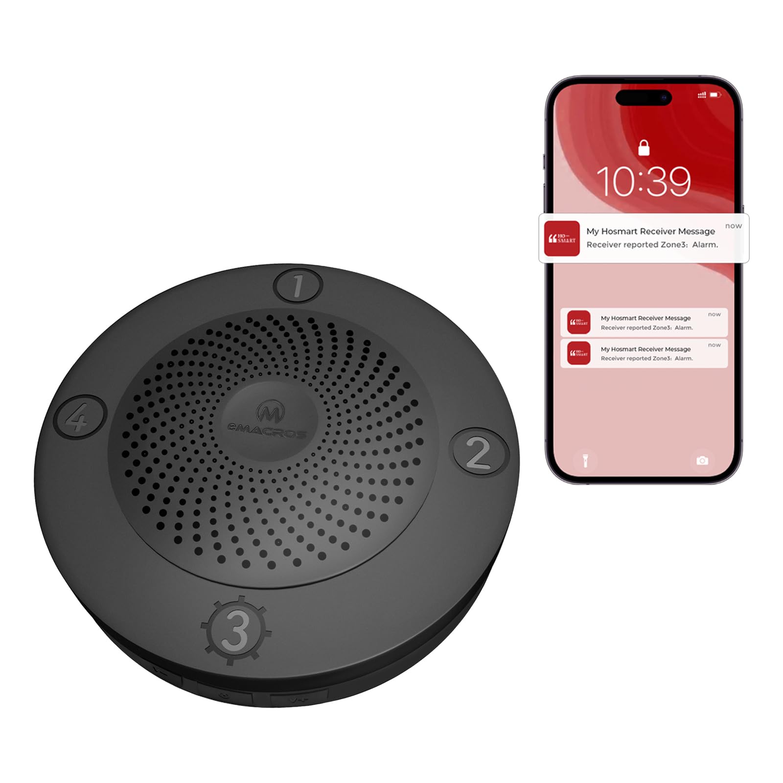 Emacros Pairable 1/2 Mile Long Remacros Pro 3 Driveway Alarm With Phone App 1/2 Mile Long Range Solar Wireless Driveway Alarm,Ou