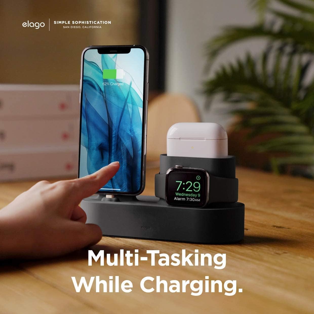 Elago 3 In 1 Charging Station Compatible With Apple Products, Apple Watch Series 10/9/8/7/6/5/4/3/2/1/Se, Apple Airpods Pro 2/1,