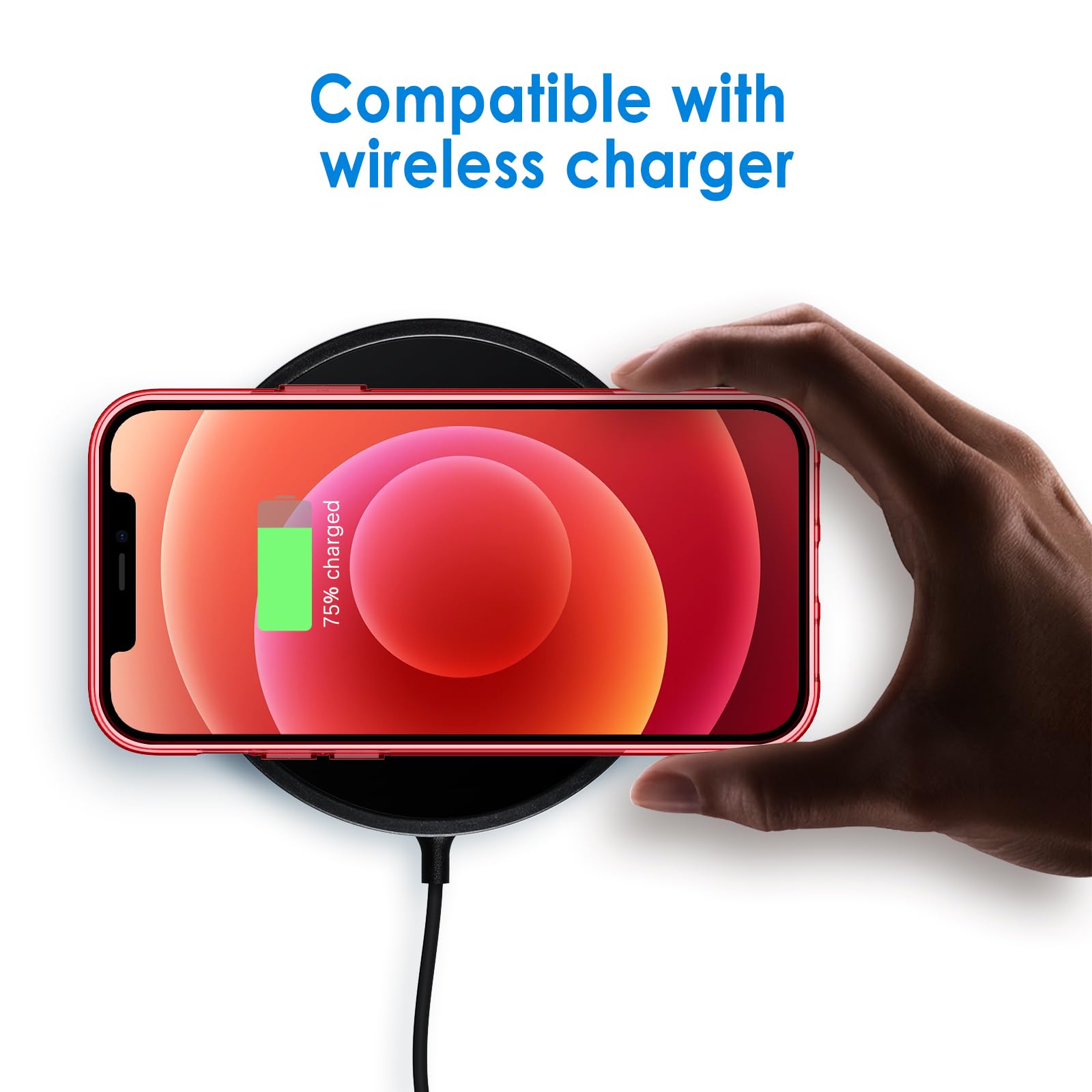 Jetech Case For Iphone 12 Mini 5.4 Inch, Non Yellowing Shockproof Phone Bumper Cover, Anti Scratch Clear Back (Red)