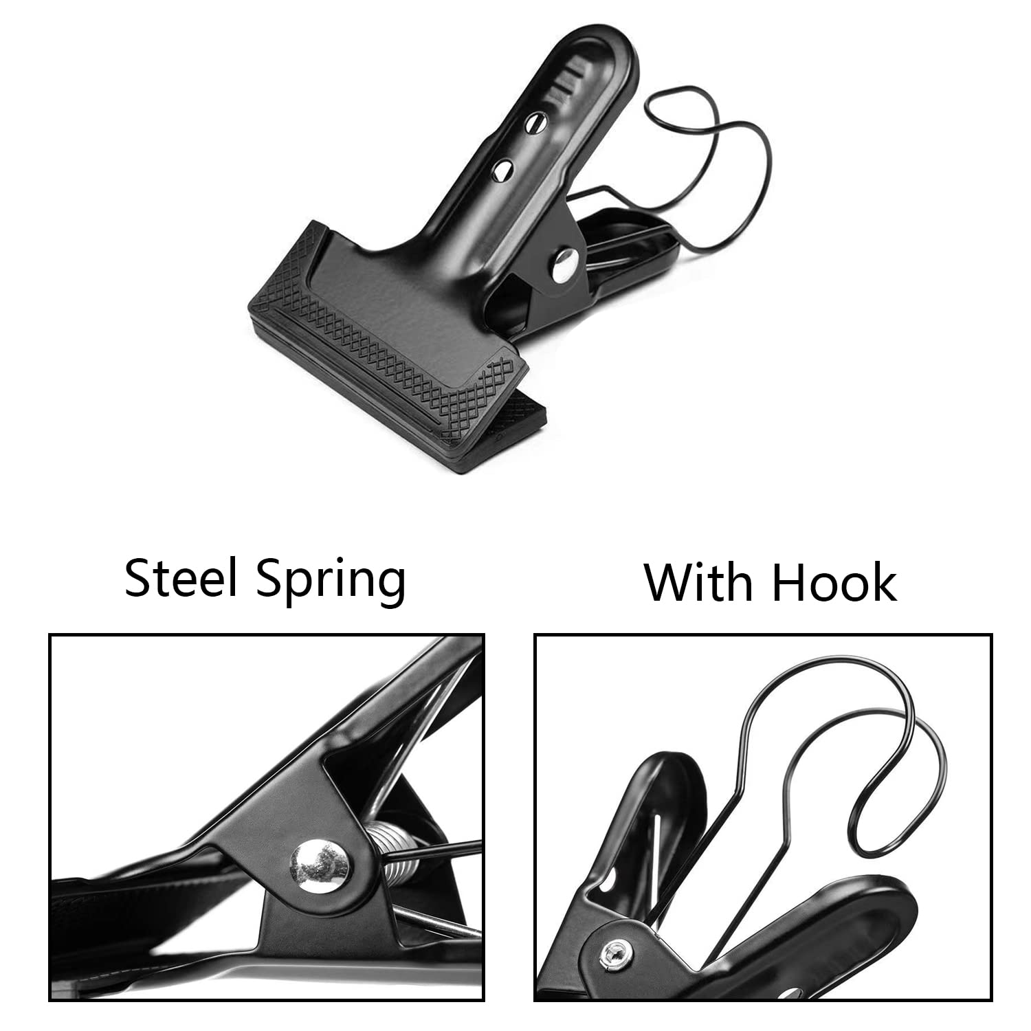 Kagyoku Backdrop Spring Clamps With Hook  2 Pack Of 4'' Heavy Duty Clips For Photography Background Stands, Woodworking & Home I