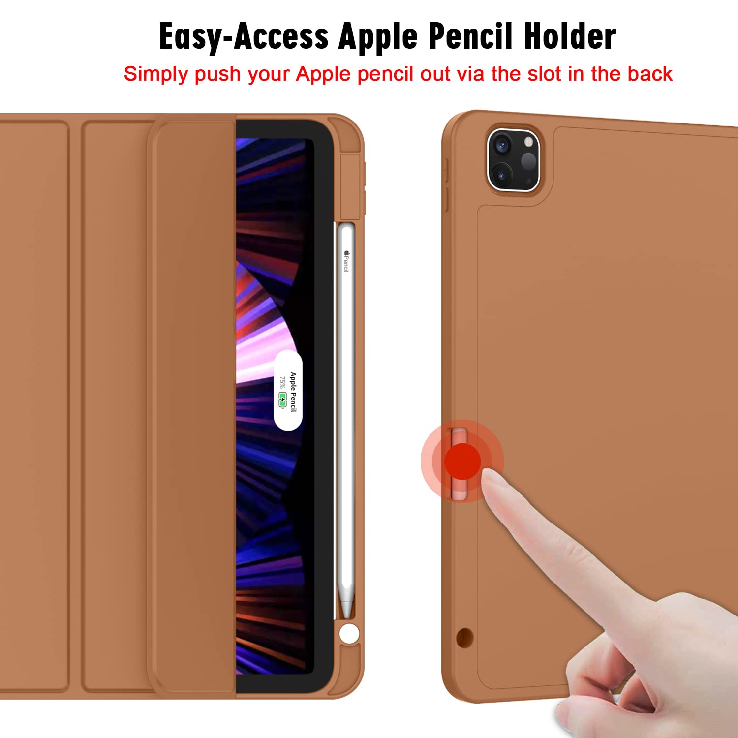 Zryxal Ipad 11 Inch Pro Case (2022, 2021, 2020) With Pencil Holder, Smart Cover [Touch Id, Auto Wake/Sleep, 2Nd Gen Pencil Charg