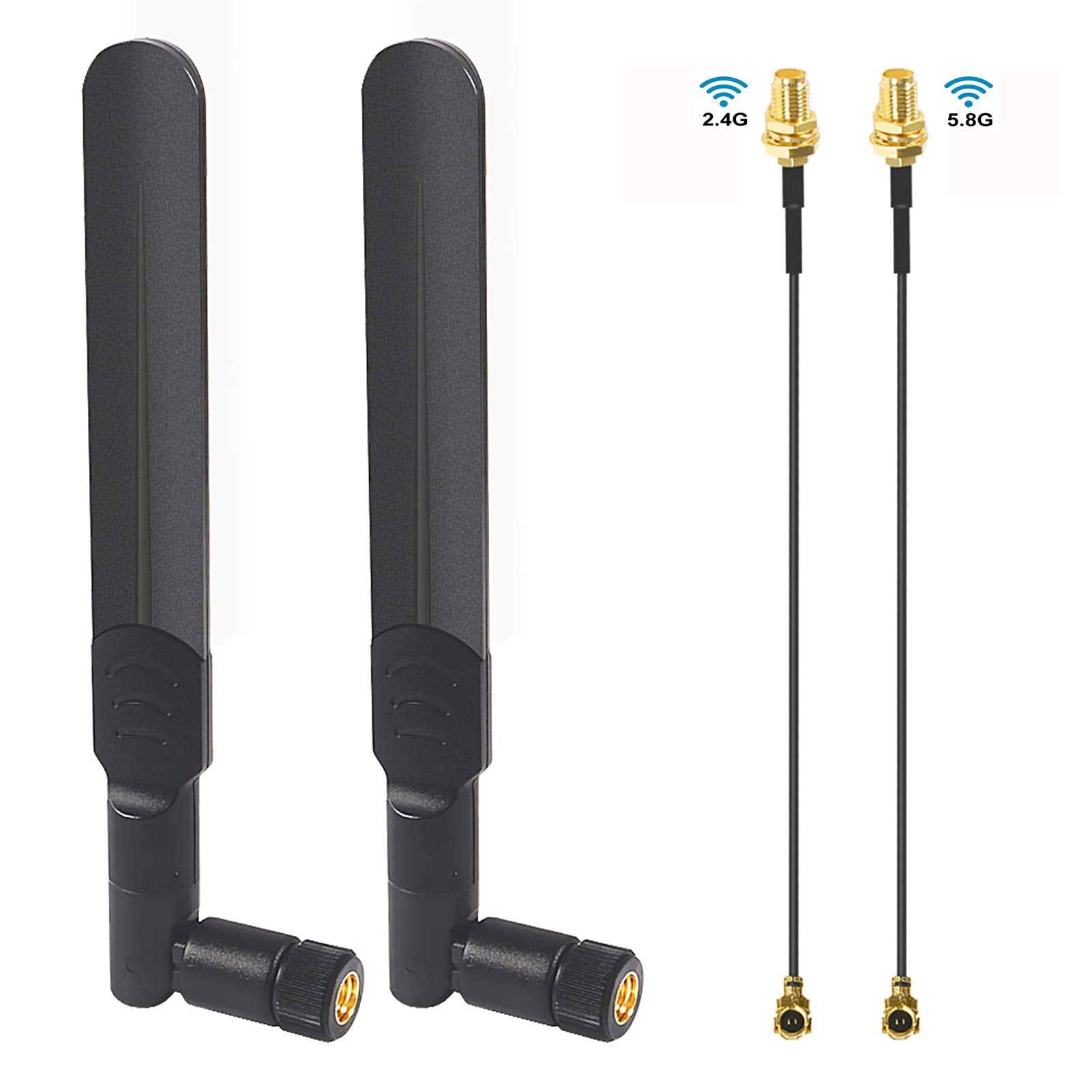 8Dbi Wifi Antenna Rp Sma Male Wireless Network 2.4Ghz 5.8Ghz Dual Band With U.Fl/Ipex To Rp Sma Female Pigtail Cable For Mini Pcie Card Wireless Routers, Pc Desktop, Repeater, Fpv Uav Drone, Ps4 2Pcs