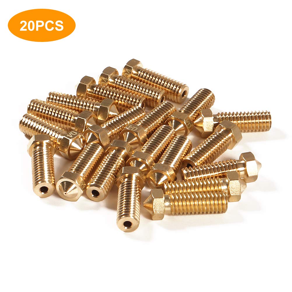 20Pcs 3D Brass Volcano Nozzle M6 Thread Nozzles 0.4Mm M6 Printed Head For 1.75Mm Filament 3D Printer Parts Volcano Heater Block