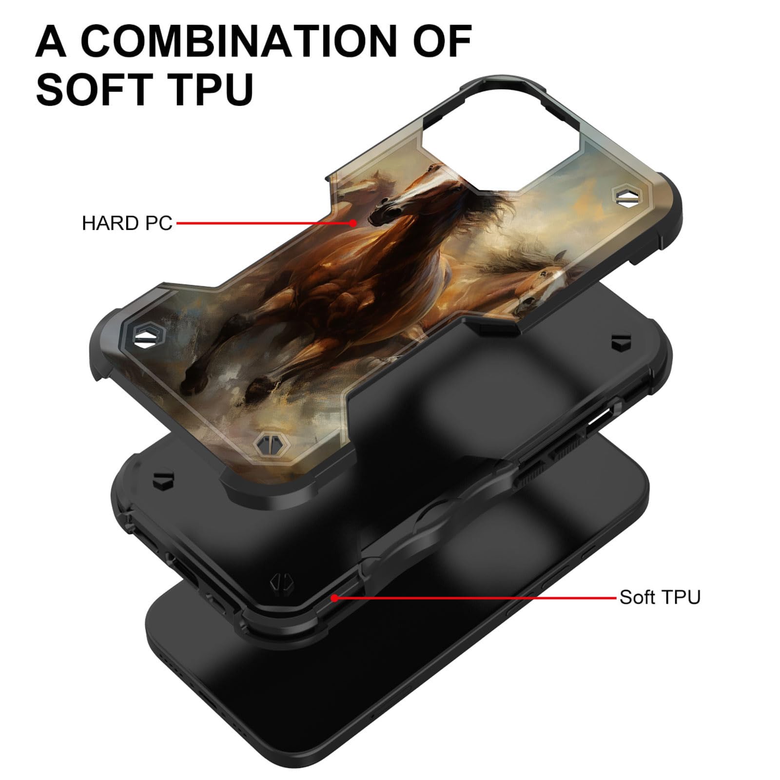 Efgwsder For Iphone 15 Case,[Dual Layer][10 Ft Military Grade Drop Protection] [Non-Slip] Heavy Duty Shockproof Case For Iphone