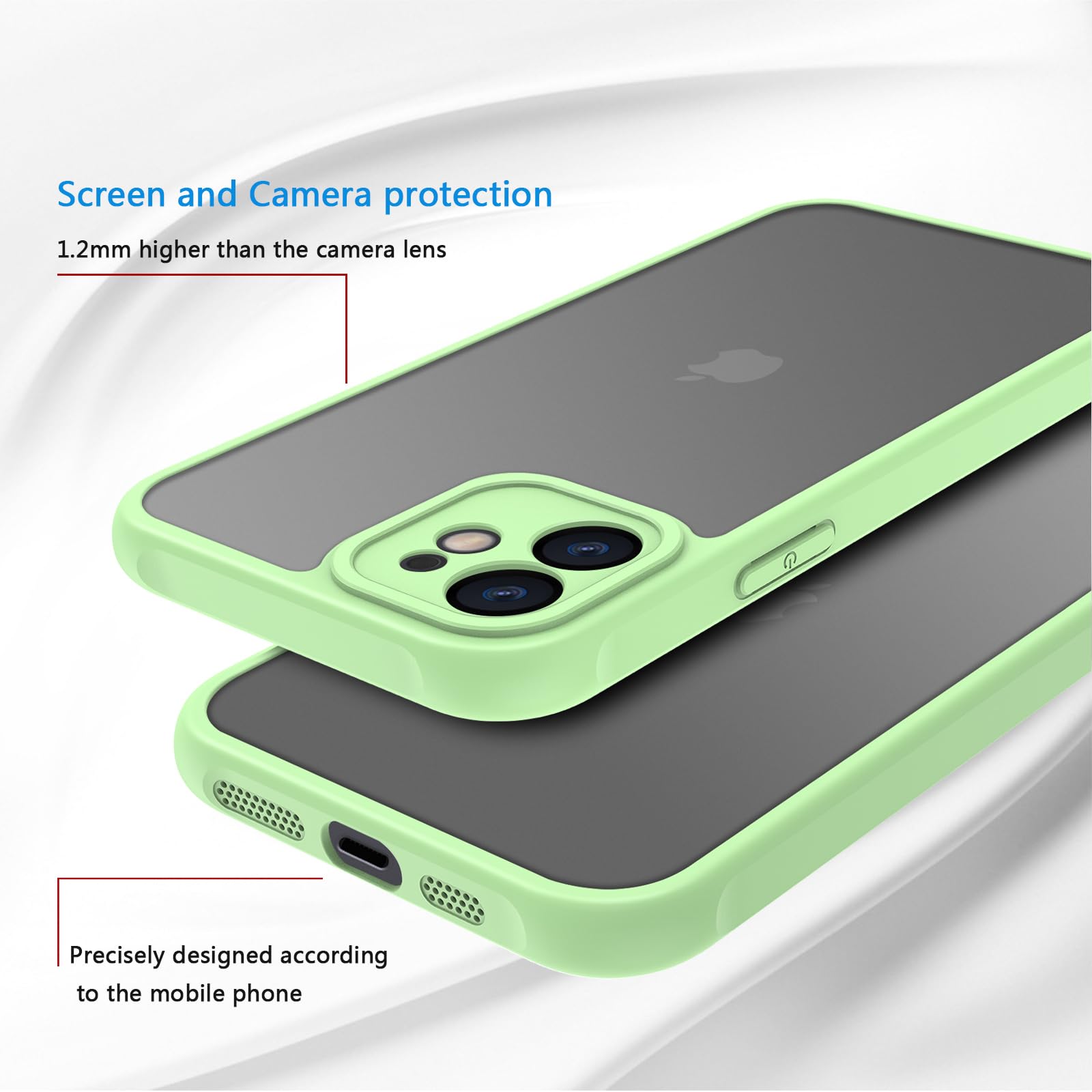 Pinlisheng Matte Case For Iphone Case,Shockproof Protective Hard Back Slim Case For Iphone Case Inch,Frosted Translucent Back Ph