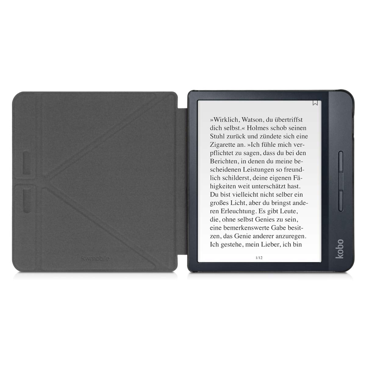 Kwmobile Origami Case Compatible With Kobo Libra H2O Case - Slim Pu Leather Cover With Stand - Dark Blue