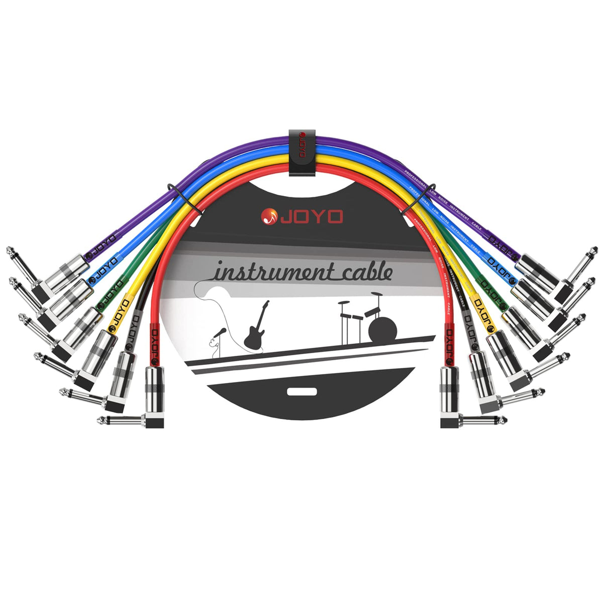 Joyo Patch Cables 1.2Ft For Bass Guitar Effect Pedal Professional Guitar Patch Cords 1/4 Inch (Cm-05, 6 Pack)