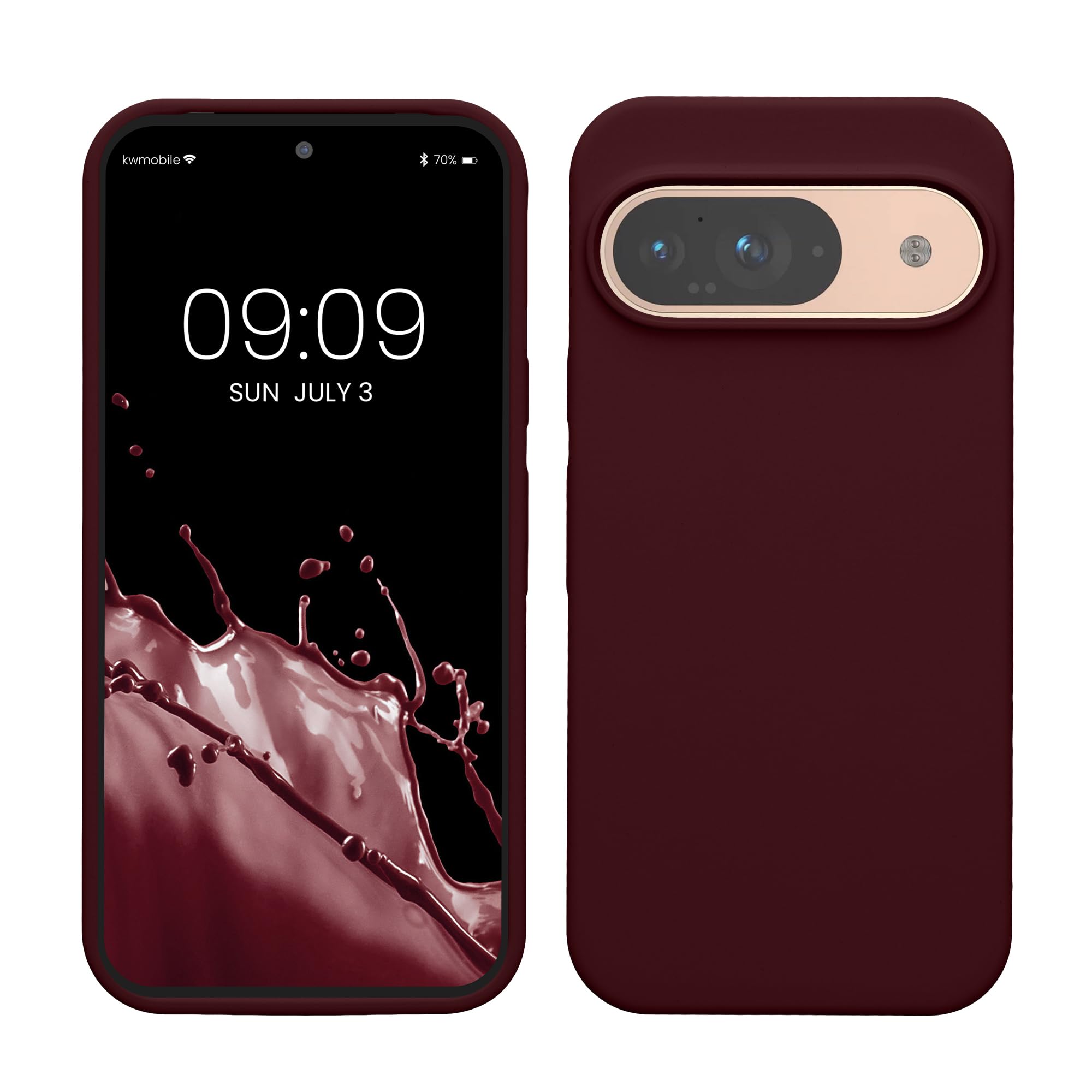 kwmobile Case Compatible with Google Pixel 9 / Pixel 9 Pro Case - TPU Silicone Phone Cover with Soft Finish - Bordeaux Violet