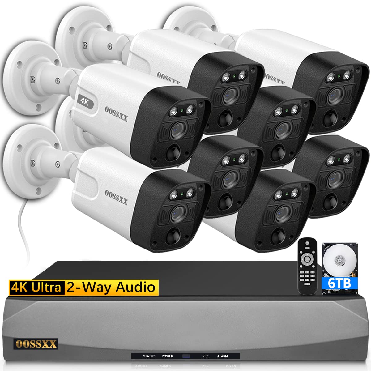 (90 Days Storage & 4K /8.0 Megapixel) 2 Way Audio 130� Ultra Wide Angle Outdoor Poe Security Camera System Home Security System Video Surveillance