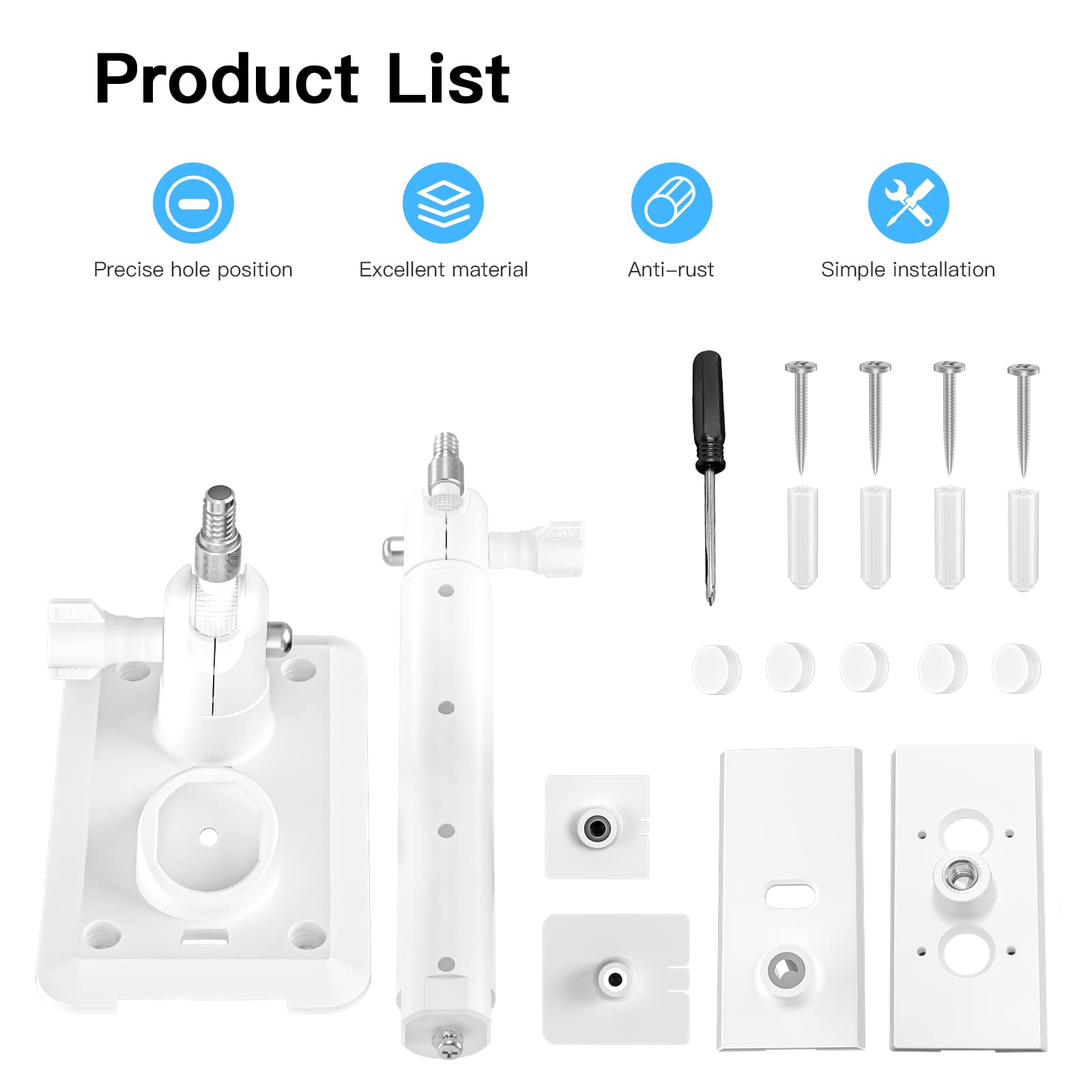 Holaca 2 In 1 Wall Mount Bracket For Stick Up Cam Pro Solar Panel, Spotlight Cam Pro/Plus And Stick Up Cam Battery/Wired Outdoor Mount Accessories For Ring Super Solar Panel (White)