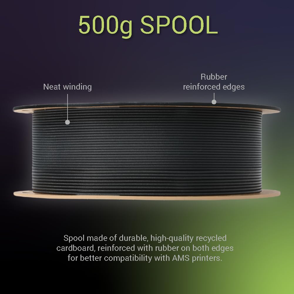 Polymaker Fiberon Pa612 Cf15 Carbon Fiber Nylon 3D Printer Filament 1.75Mm Black 500G, Enhanced Hard Edge Cardboard Spool, Fiber