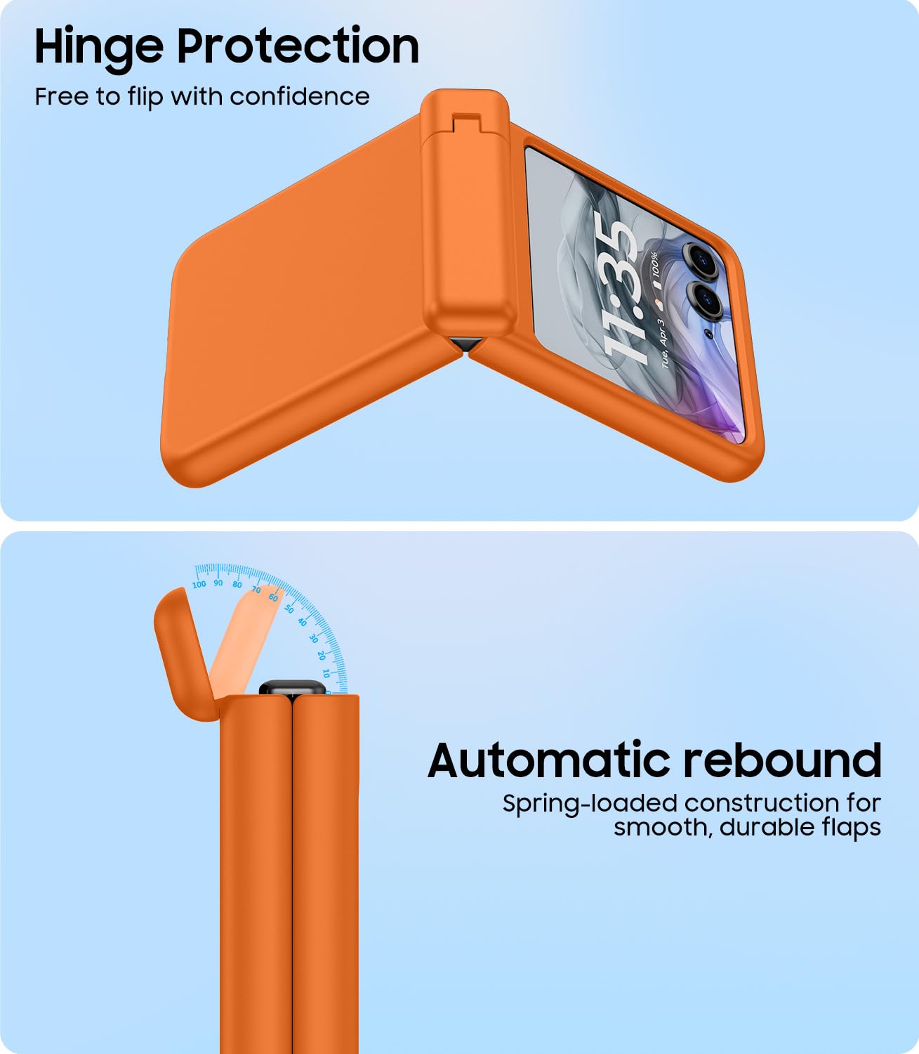 Makavo For Motorola Razr 2024/2025 Case With Stand, Built-In Outer Screen Protector & Hinge Protection, Slim Fit Hard Full Body