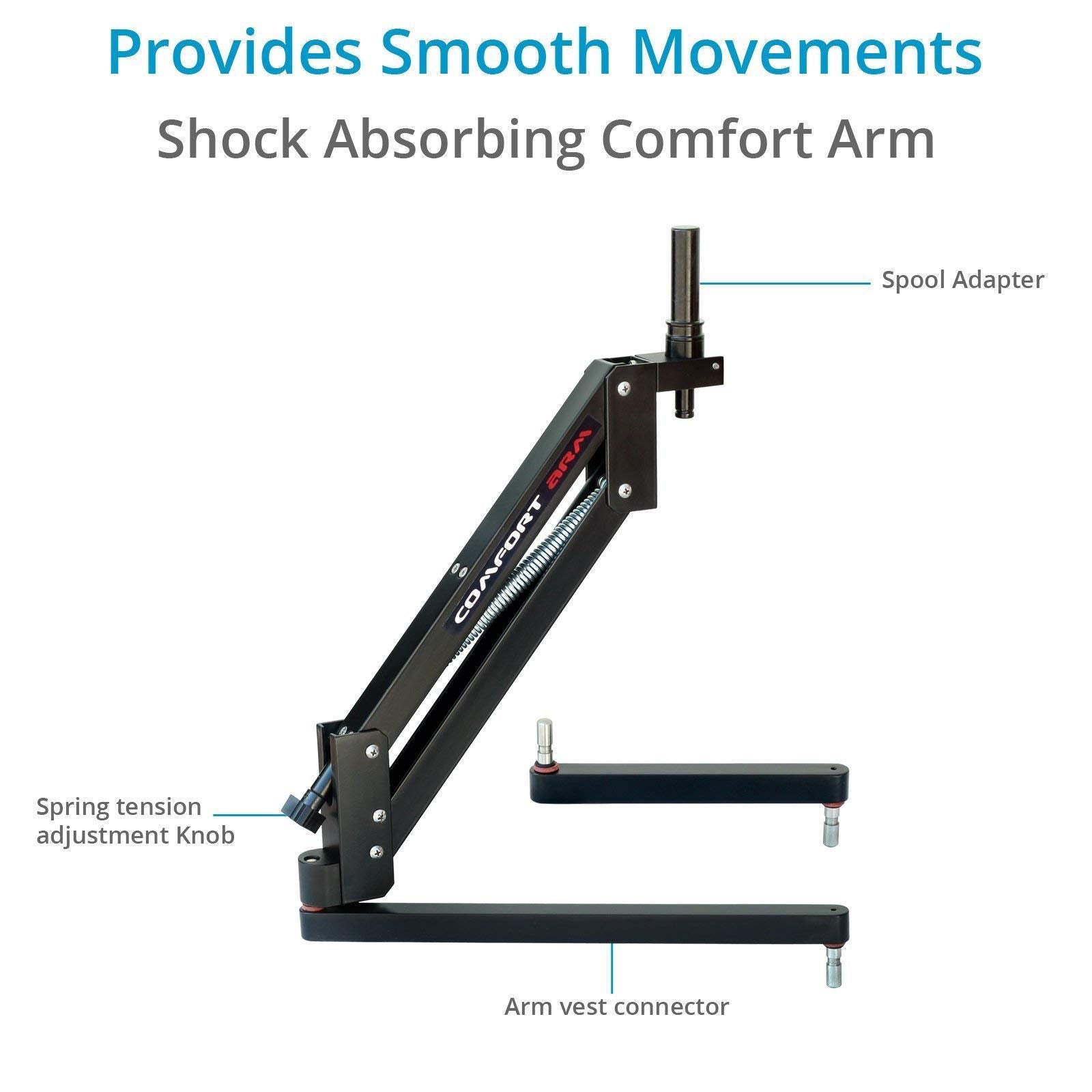 Flycam 5000 Handheld Camera Stabilizer With Comfort Arm Vest. Precise Balancing, Smooth & Fatigueless Operations. Quick Shock Absorption, Free Quick Release, Arm Brace & Table Clamp (Flcm Cmft Kit)