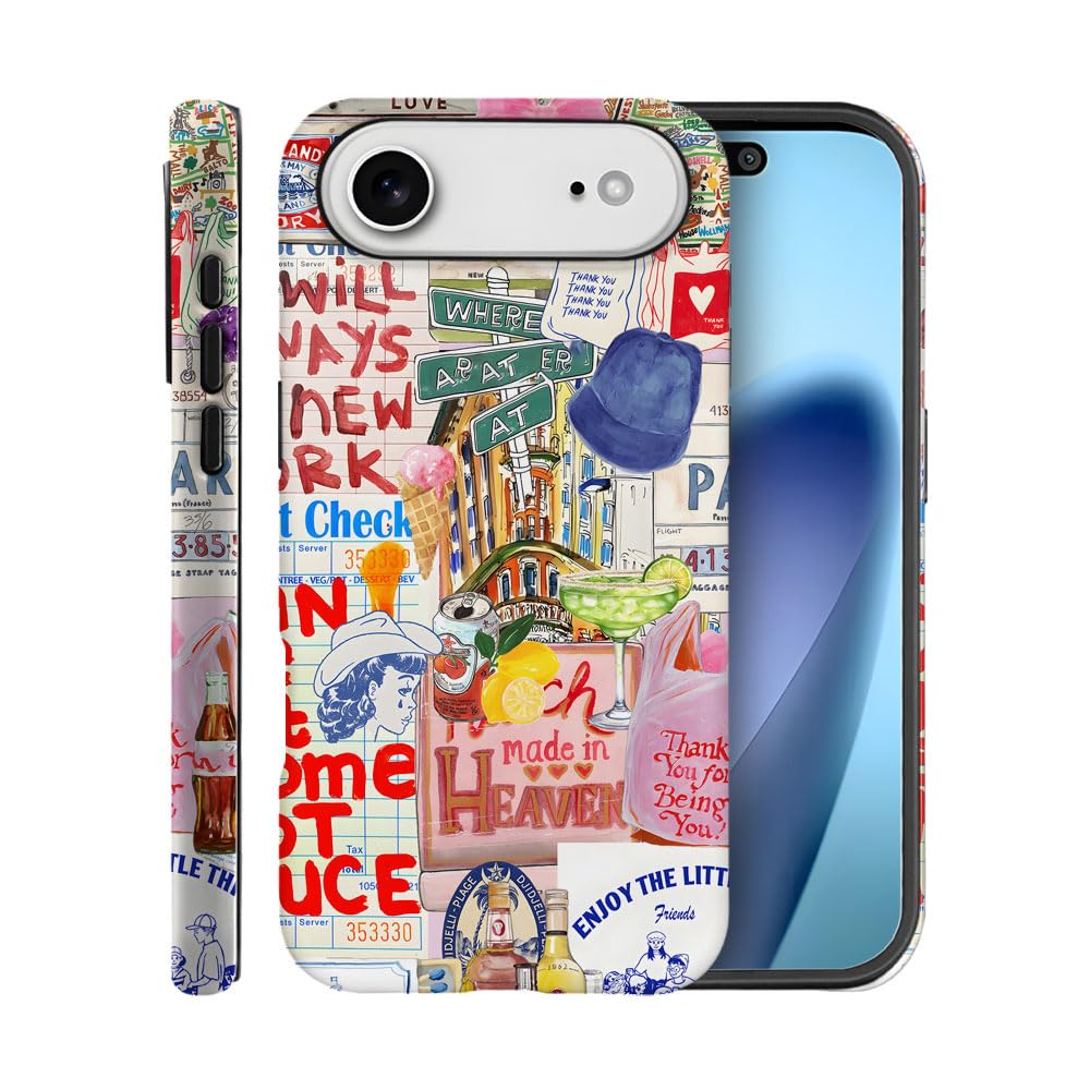 Case for iPhone 17 Air,Fits Frosted Case Design for Girl Women,Collage City Signs Colors Travel