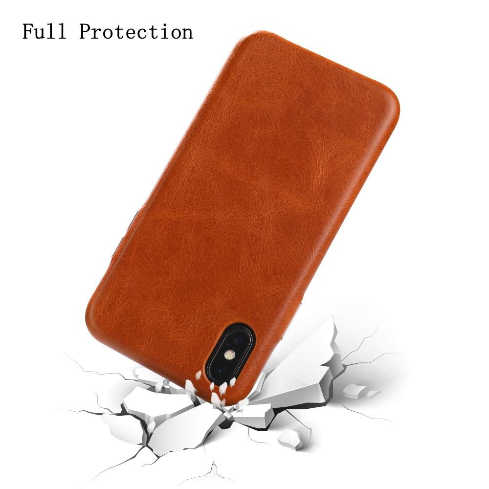 Toovren Iphone X Case, Iphone Xs/10 Case Genuine Leather Cover Case Protective Ultra Thin Anti Slip Vintage Shell Hard Back Cove
