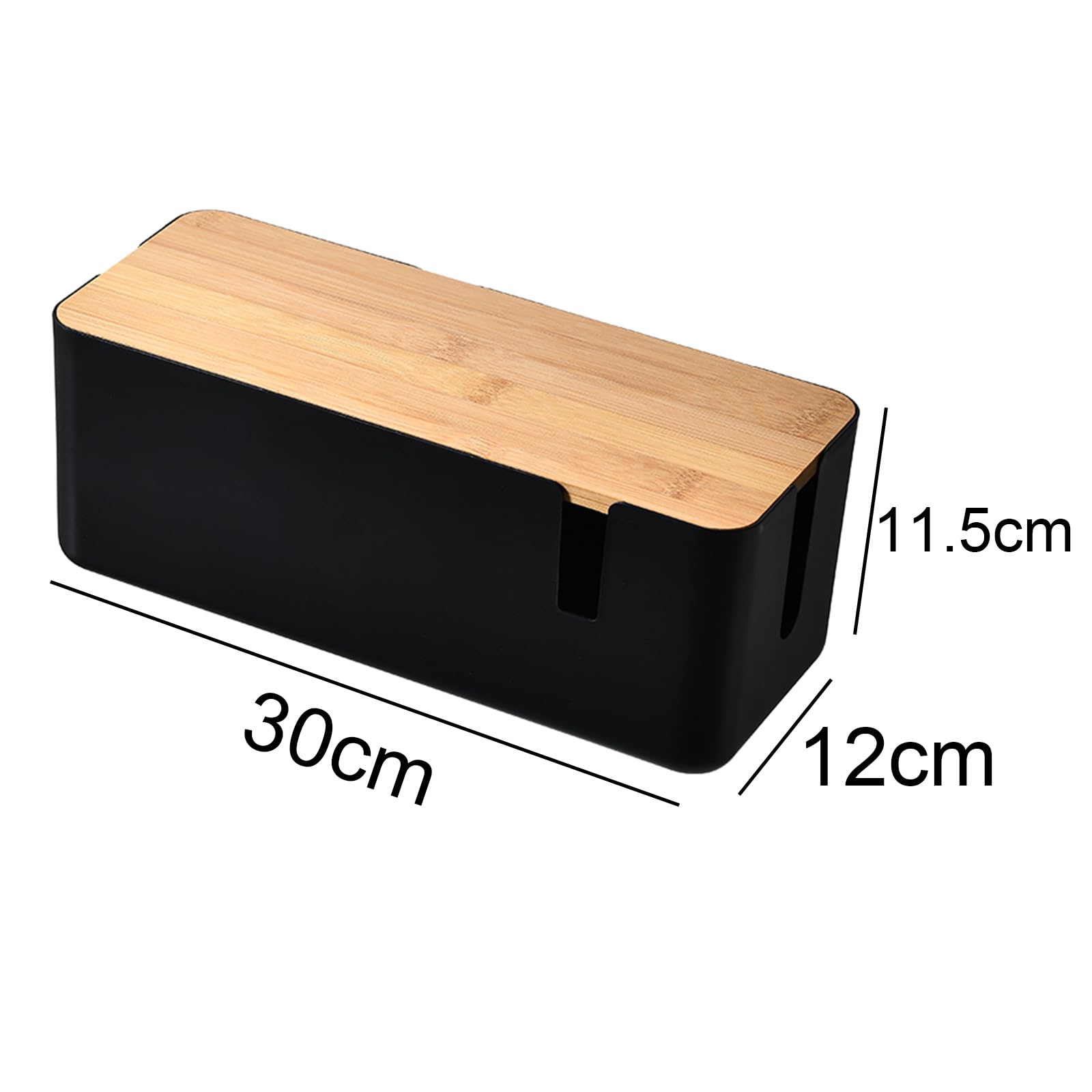 Changsuo Cable Management Box With Bamboo Lid Small Cable Organizer Box For Extension Cord Power Stripe Surge Protector Wire Man