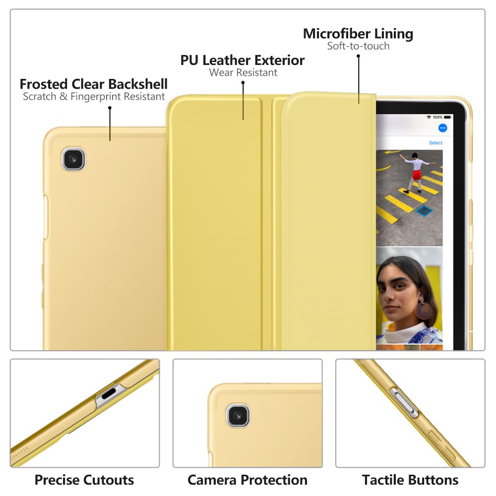 MoKo Case Fit Samsung Galaxy Tab S5e 2019, Ultra Thin Slim Shell Trifold Stand Cover with Frosted Back with Auto Wake and Sleep for Galaxy Tab S5e SM T720/SM T725 2019 Tablet, Light Yellow