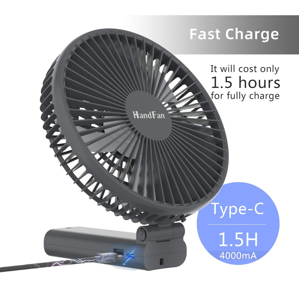 Handfan 6 Inch Handheld Fan 4000Mah Battery Operated Fan 6 Settings Personal Desktop Fan With 5 34H Working Time Removable Base