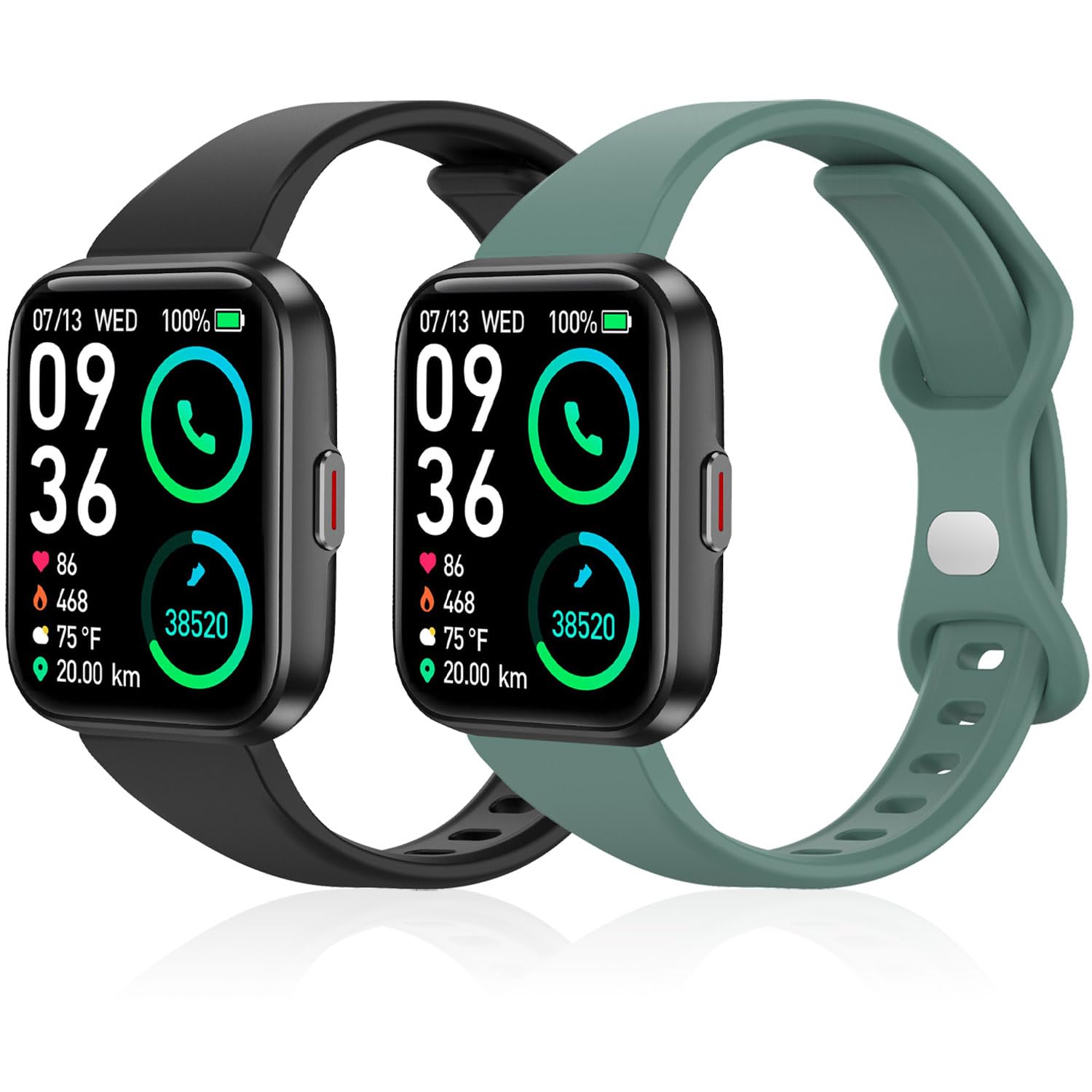 Lzwldan 2 Pack Slim Watch Bands Compatible With Enomir Id208Bt / Skg V7 Pro Smart Watch, Soft Sport Replacement Strap For Aeac I