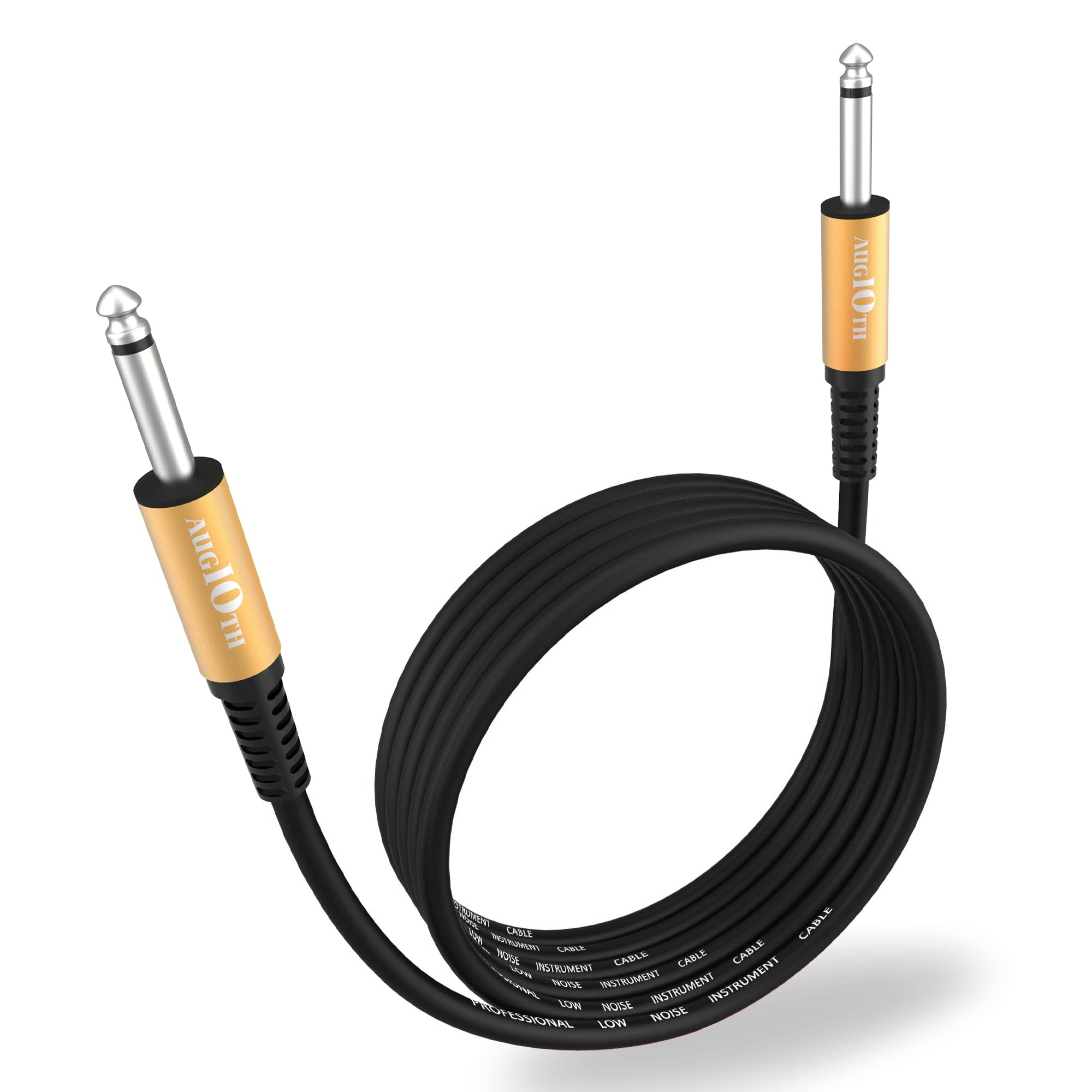 Augioth Guitar Cable 20 Ft, Stage Electric Instrument Bass Cable Amp Cord 1/4 Straight To Straight Black
