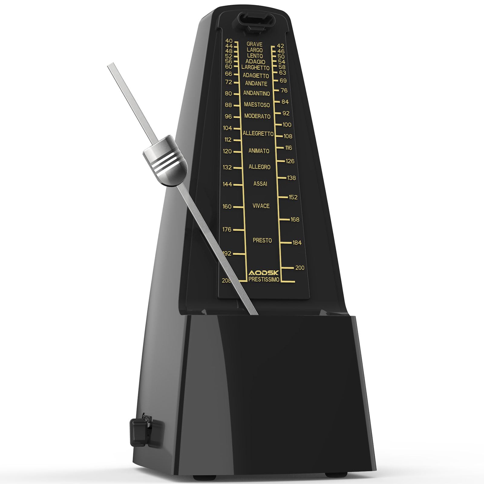 AODSK Mechanical Metronome Black Universal Metronome for Piano Guitar Violin Drums and Other Instruments Standard Loud Sound-Bla