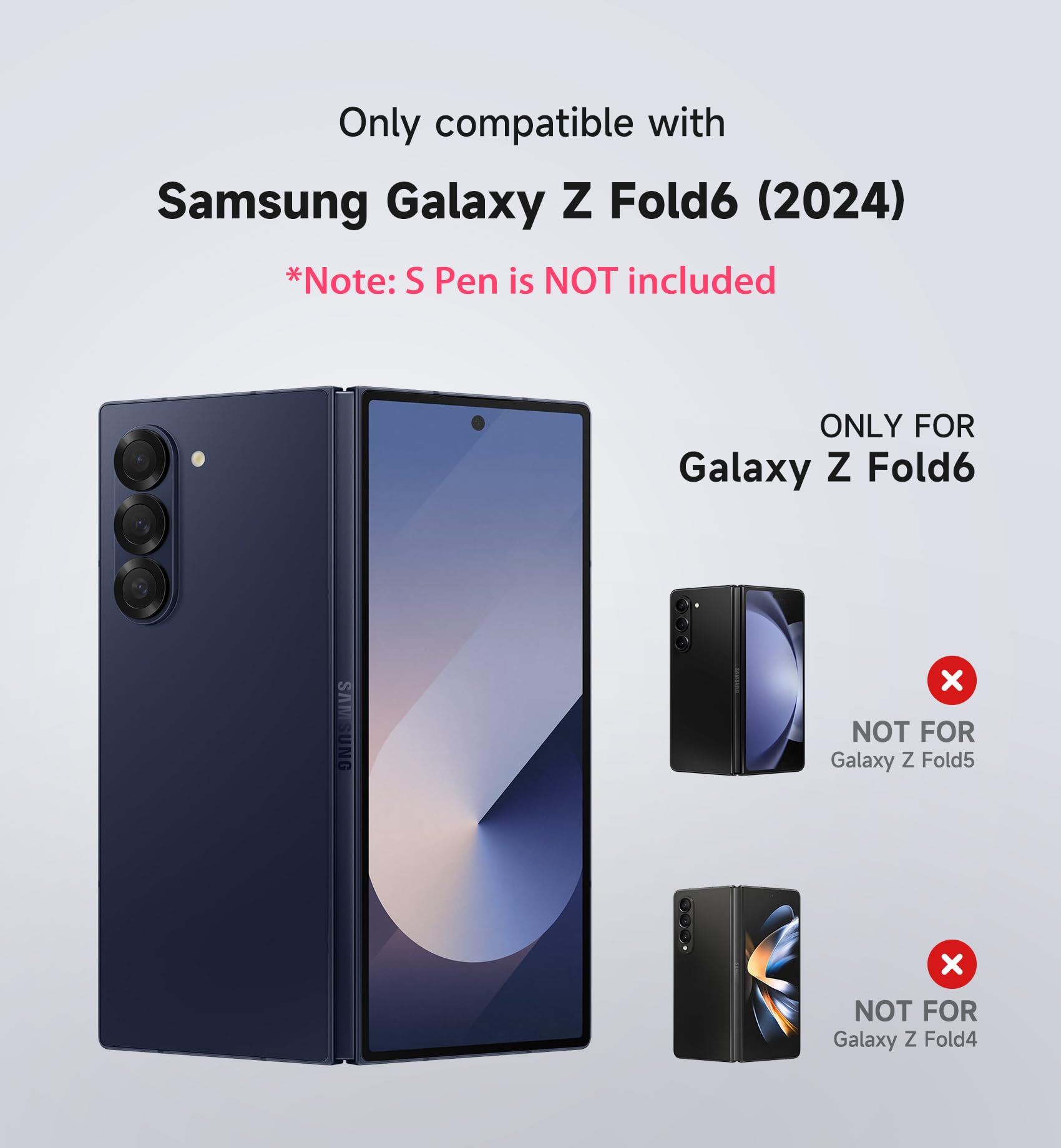 Suritch For Samsung Galaxy Z Fold 6 Case With Kickstand And S Pen Holder [S Pen Not Included], Phone Case For Z Fold 6 2024 -Bla