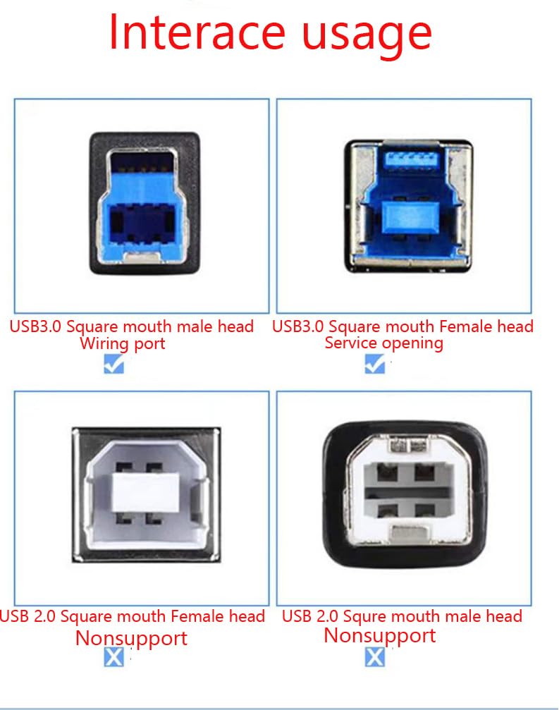 Traovien Usb 3.0 Printer Cable Usb 3.0 B Type Male To Female (Bm Bf) Square Printer Extension Cable With Screws Panel Mount (50C