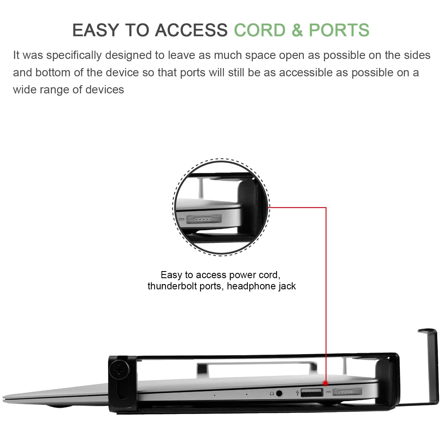 Ifcase Aluminum Wall Laptop Mount Holder For Macbook Air, Pro, Surface, Ipad, Tablets, Cell Phones With Headphone Hook, Anti Scr