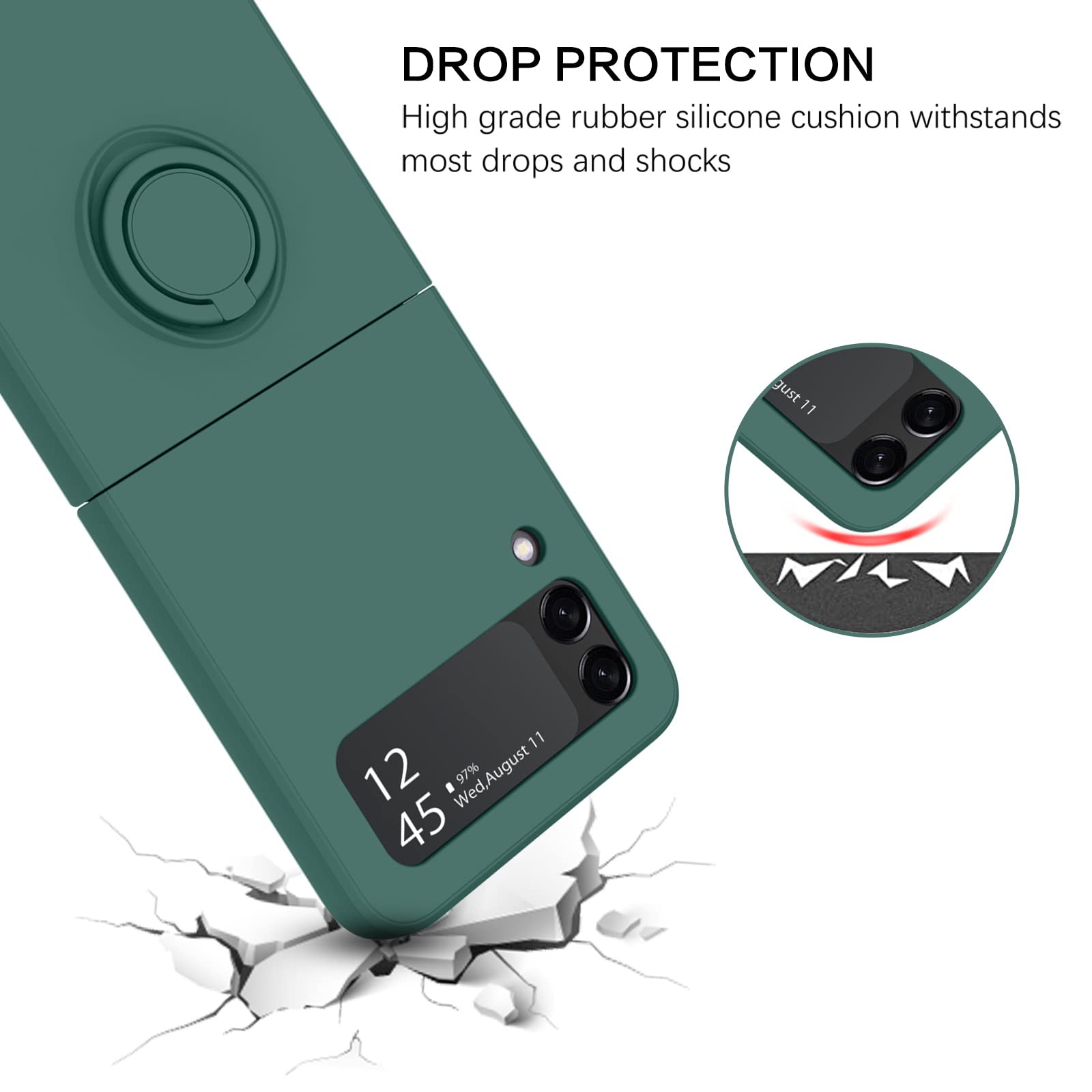 Gaobao For Samsung Galaxy Z Flip 3 Case, Phone Case Samsung Z Flip3 5G, Slim Silicone Soft Gel Rubber Bumper Shockproof Anti Scr