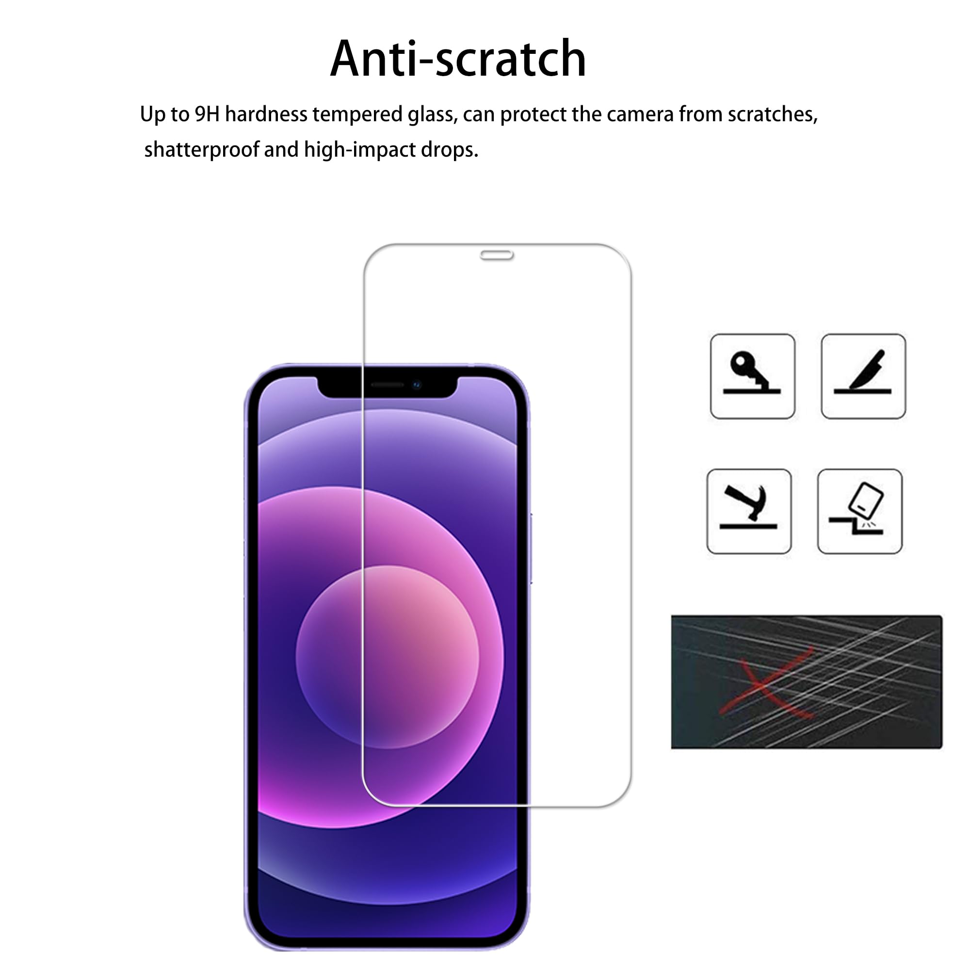 Hkkais Easy Alignment Frame For Iphone12 Pro/Iphone 12 Tempered Glass Screen Protector Film 3 Pack
