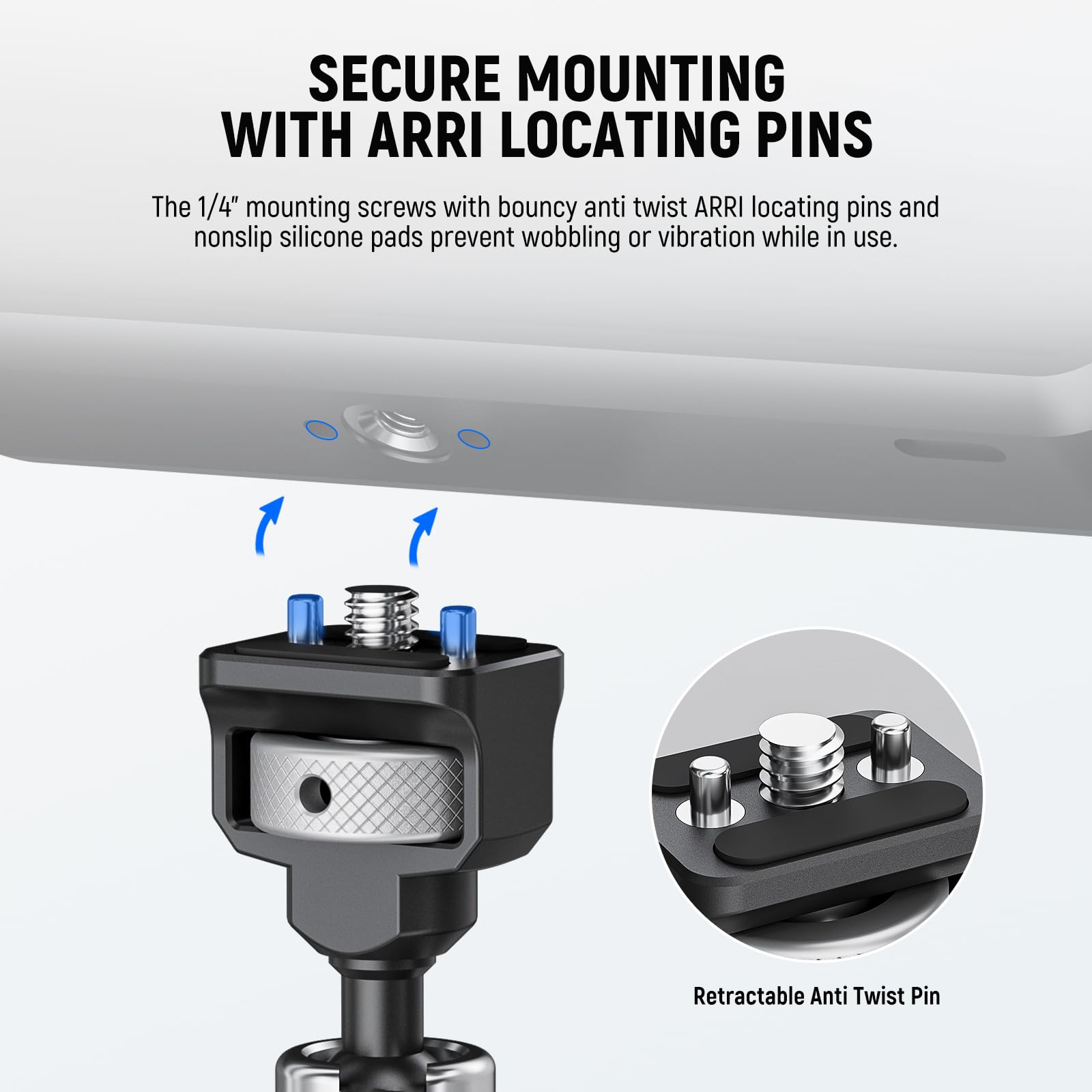 Neewer 11'' Articulating Magic Arm With 360 Ball Heads & Locating Pins For Arri, Camera Monitor Mount With 1/4'' Screws For Dslr