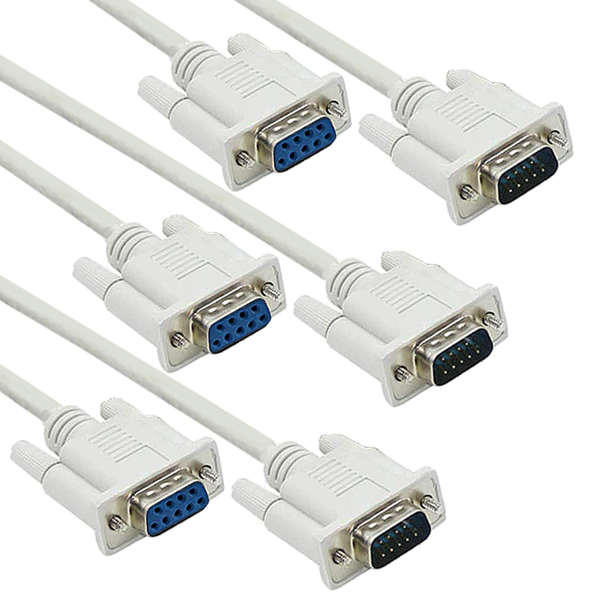 Dafurui 3Pack 8.2Ft/2.5M Rs232 Cable White Db9 Rs232 Male To Female Serial Cable Straight Through Adapter Wire For Connect Vario