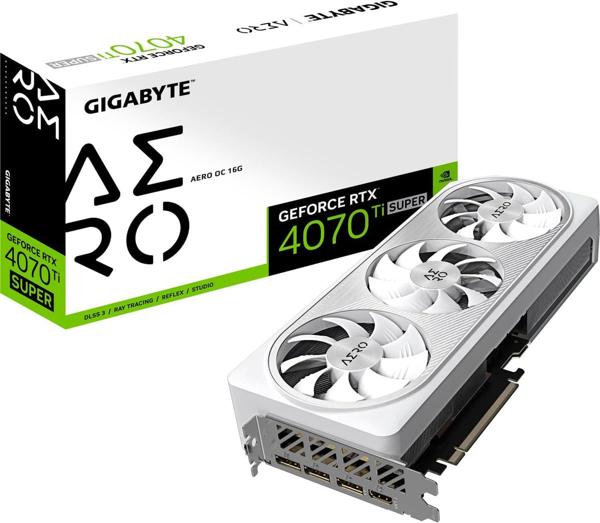 Gigabyte GeForce RTX 4070 Ti SUPER AERO OC Graphics Card - 2655MHz Core, 16GB GDDR6X 21000MHz 256-bit Memory, PCI-E 4.0, 3X DP 1.4, 1x HDMI 2.1a, NVIDIA DLSS 3.5, GV-N407TSAERO OC-16GD