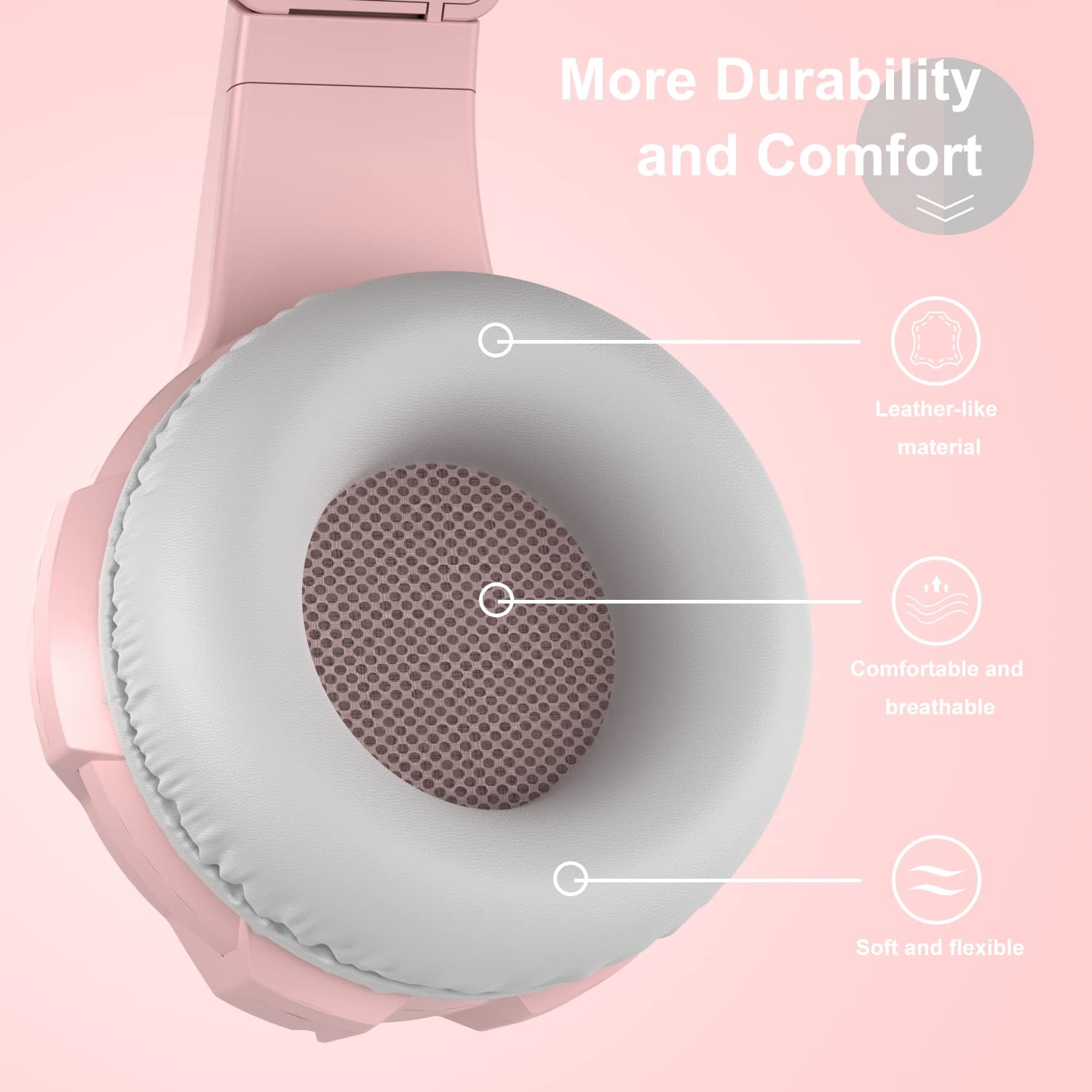 Emonoo Headphones With Microphone Surround Sound Active Noise Canceling Pink Wired Gaming Headphones   3.5Mm Audio Jack Stereo H