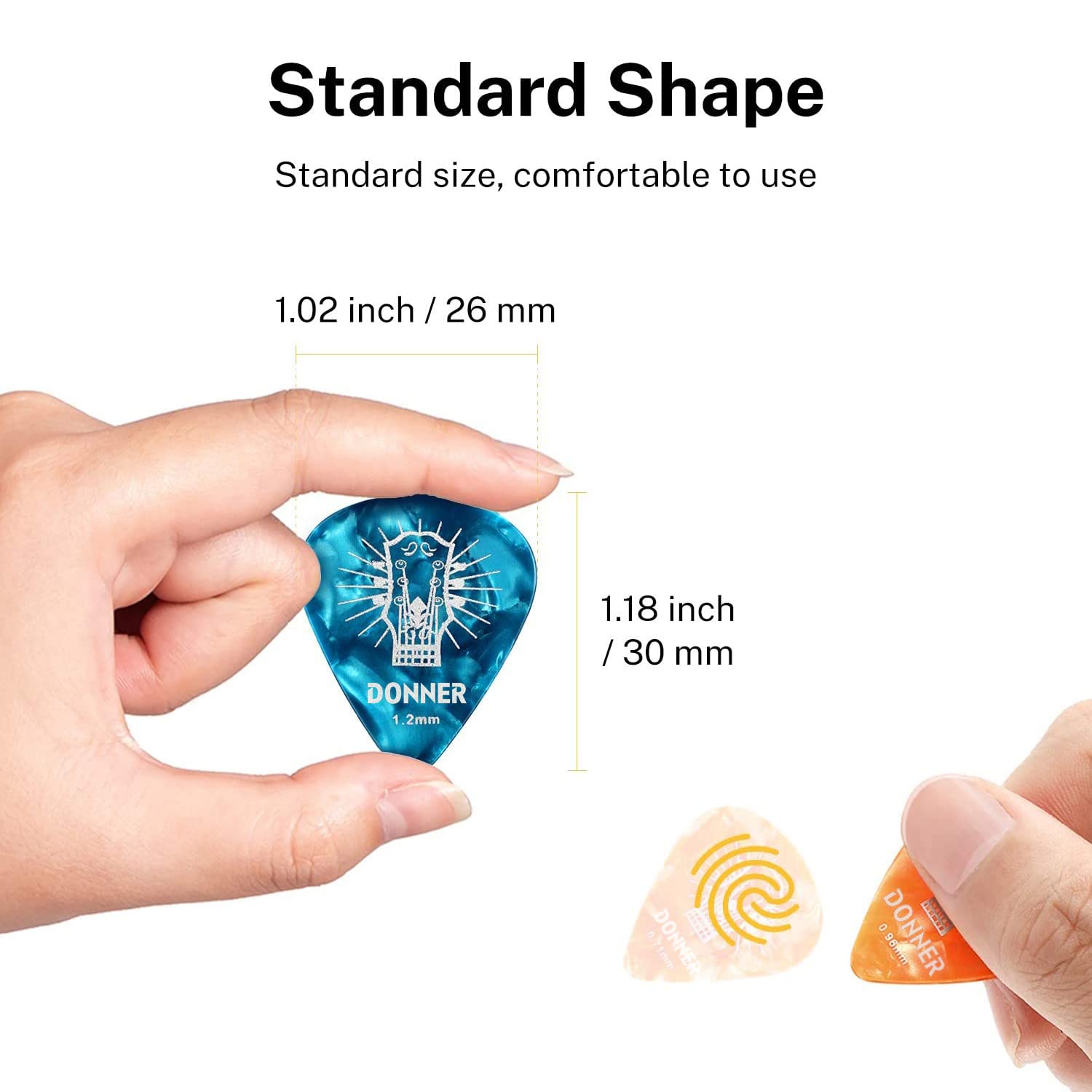 Donner Guitar Picks Celluloid 16 Pack For Acoustic Guitar Electric Guitar Ukulele,Includes Thin,Medium, Heavy & Extra Heavy Pick