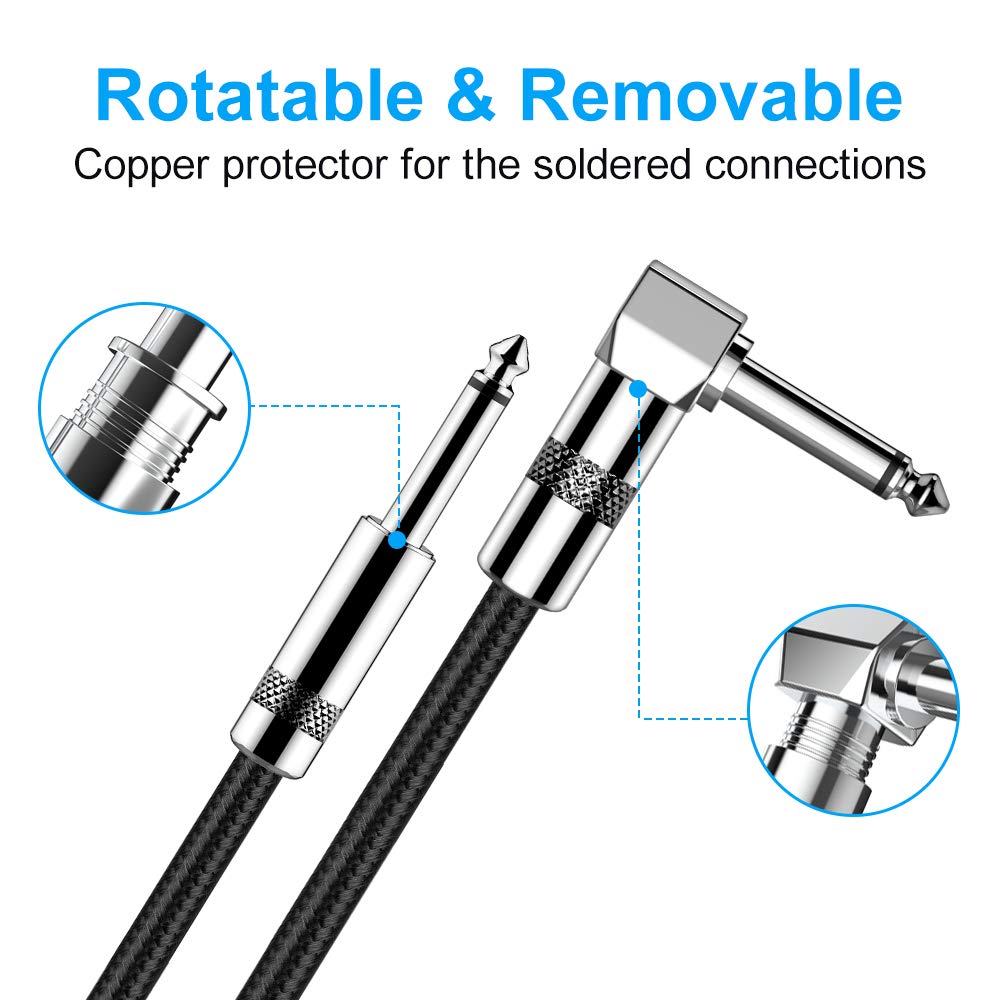 New Bee Guitar Cable 20 Ft Electric Instrument Cable Bass Amp Cord 1/4 Straight To Straight For Electric Guitar, Bass Guitar, El