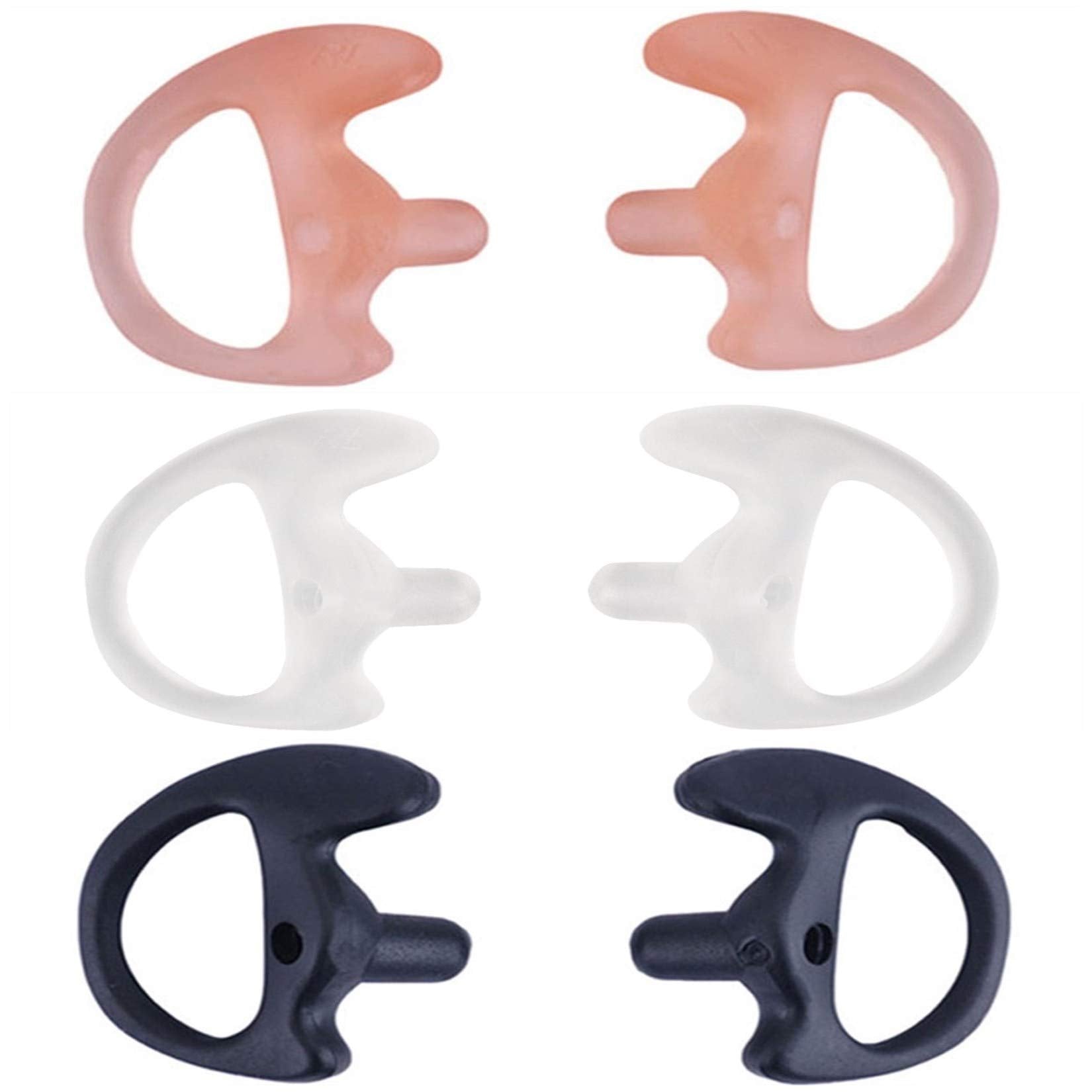 Yolipar Replacement Soft Silicone Eardud Earmold For Walkie Talkie Audio Kit Air Acoustic Tube Earpiece Headset (Three Colour, L