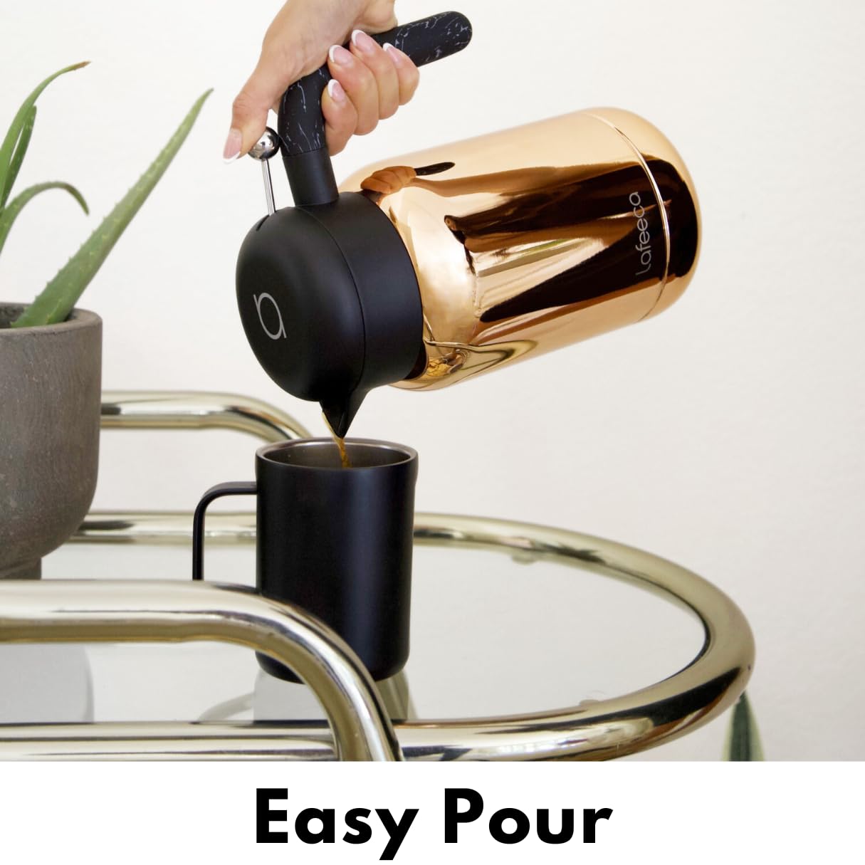 Aura Thermal Coffee Carafe Tea Pot For Keeping Hot & Iced Cold   Vacuum Insulated   Thermos Water Pitcher   Beverage Dispenser