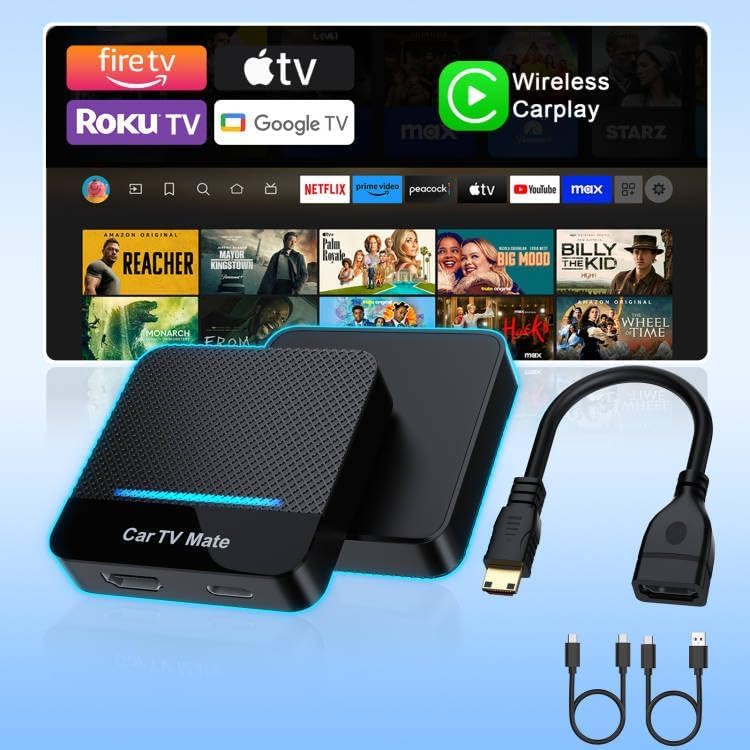 Car Tv Mate Hdml Multimedia Adapter For Fire Tv Stick/Google Tv Sticks/Game Consoles/Screen Throwers, 2 In 1 Carplay Tv Adapter