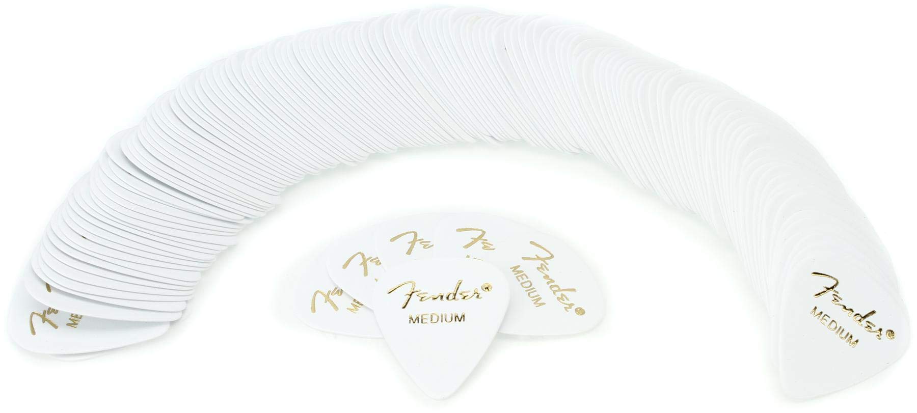 Fender Classic Celluloid Guitar Picks 351 Shape, Guitar Accessories, White, Medium, 144-Pack