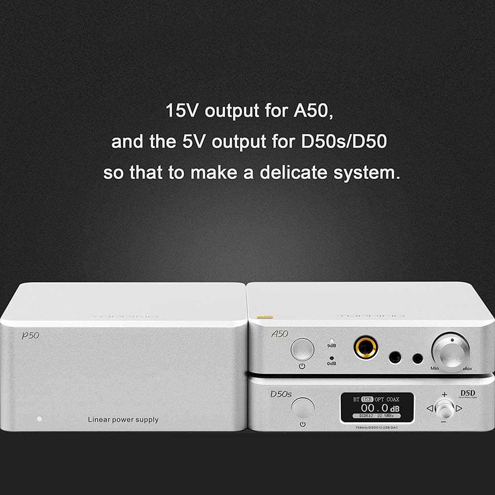 Topping P50 Linear Power Supply For Topping E50/D50Iii/D50S/Dx3 Pro+/A50Iii Ultra Low Noise 2X 5V 1A + 15V 1A