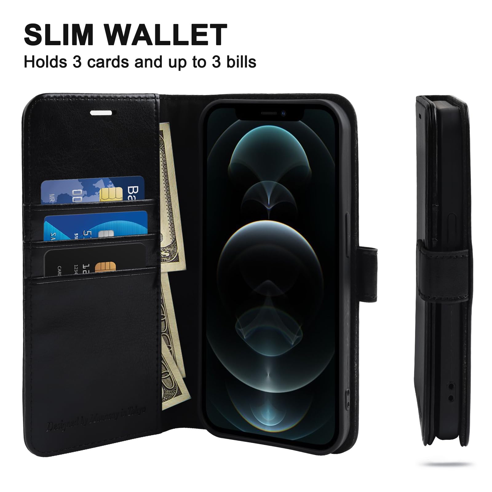 Monasay Wallet Case Compatible For Iphone 11 Pro Max 5G, 6.5-Inch, [Glass Screen Protector Included] [Rfid Blocking] Flip Folio