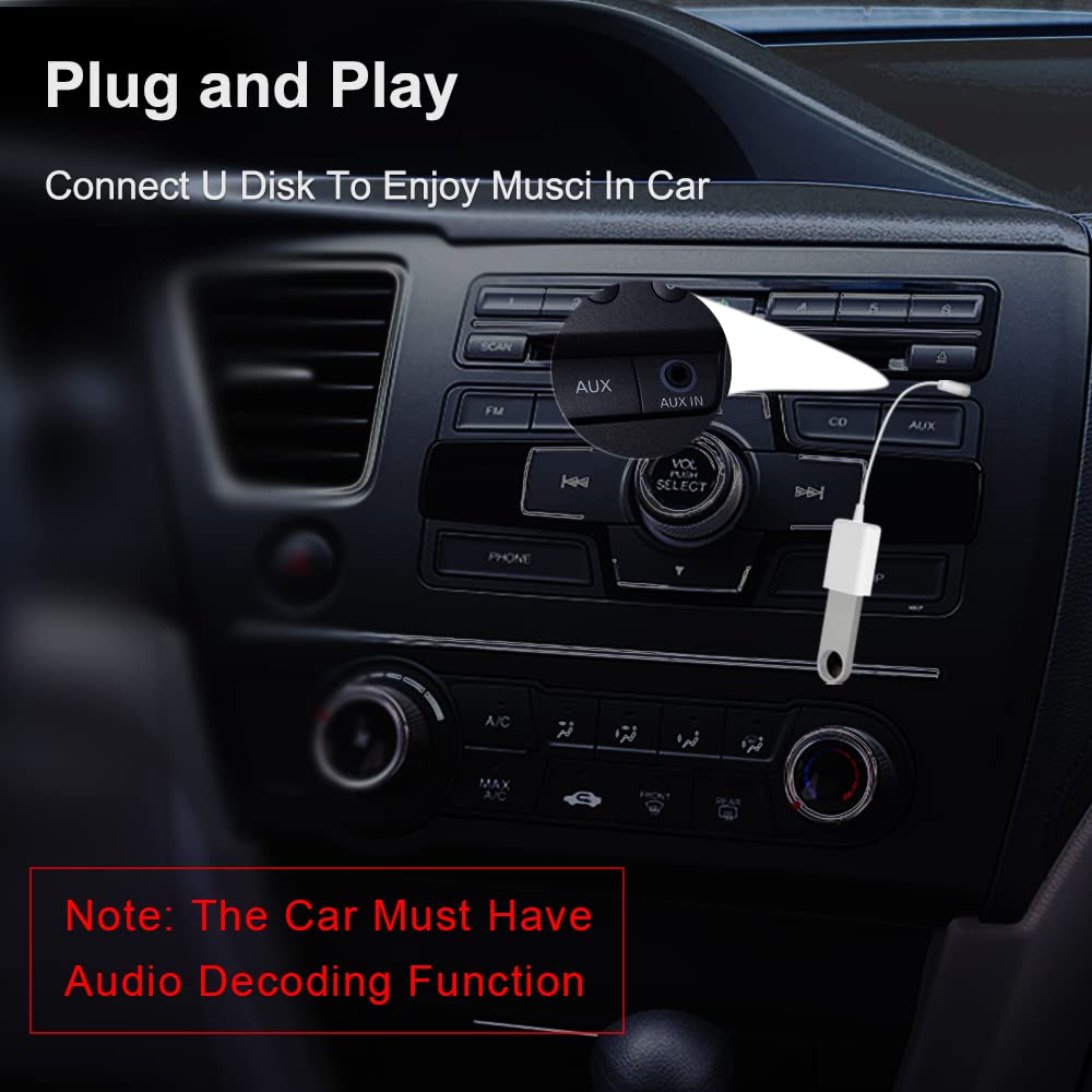 Aux To Usb Adapter 3.5Mm Male Audio Jack Plug To Usb 2.0 Female Converter Cord Cable 2Pack Only Work (Car Need Mp3 Decode Functi