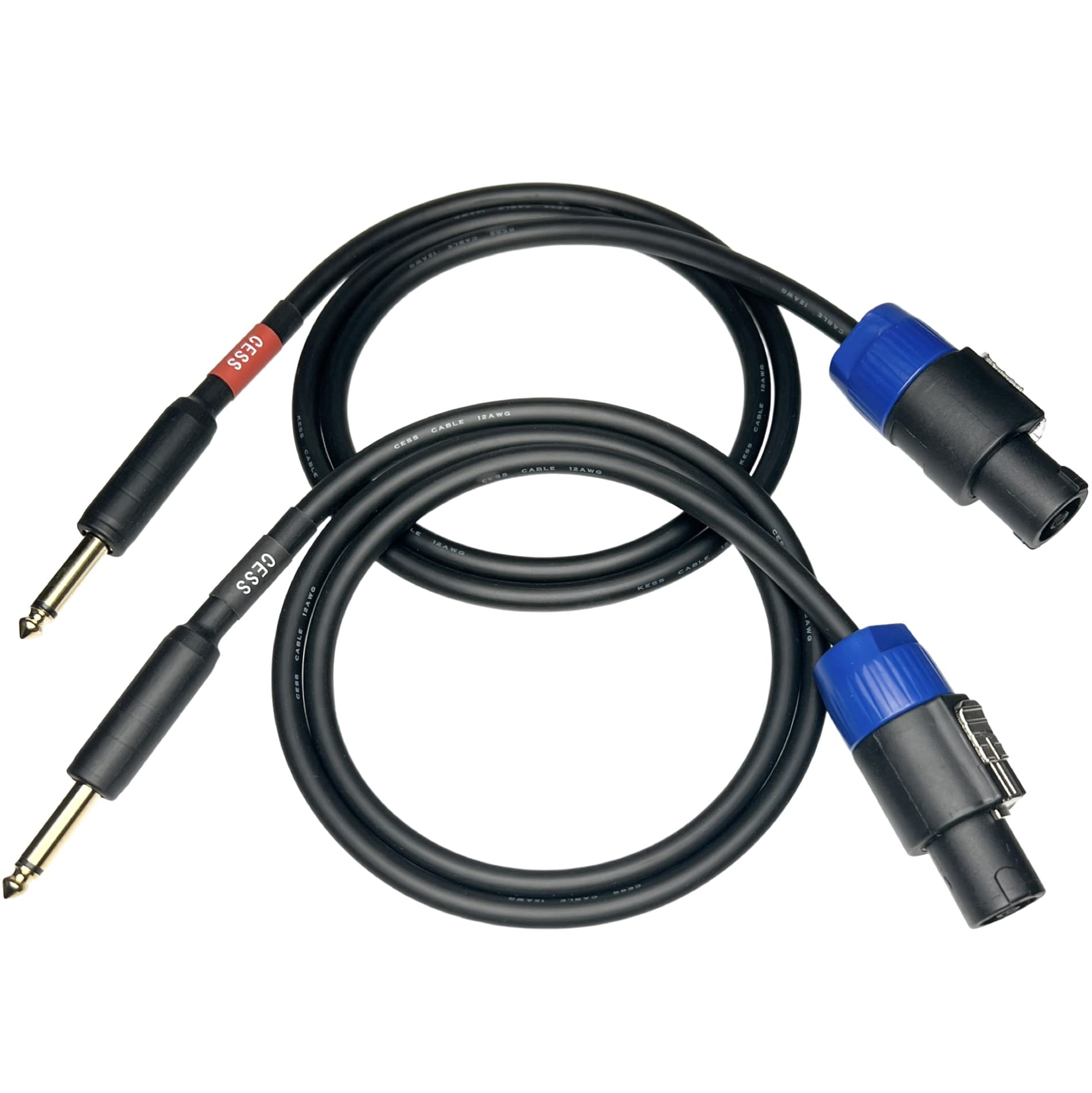 Cess-118-3F Speakon Plug To 1/4 Ts Plug 12Awg Ofc Speaker Wire, 2 Cables (3 Feet)