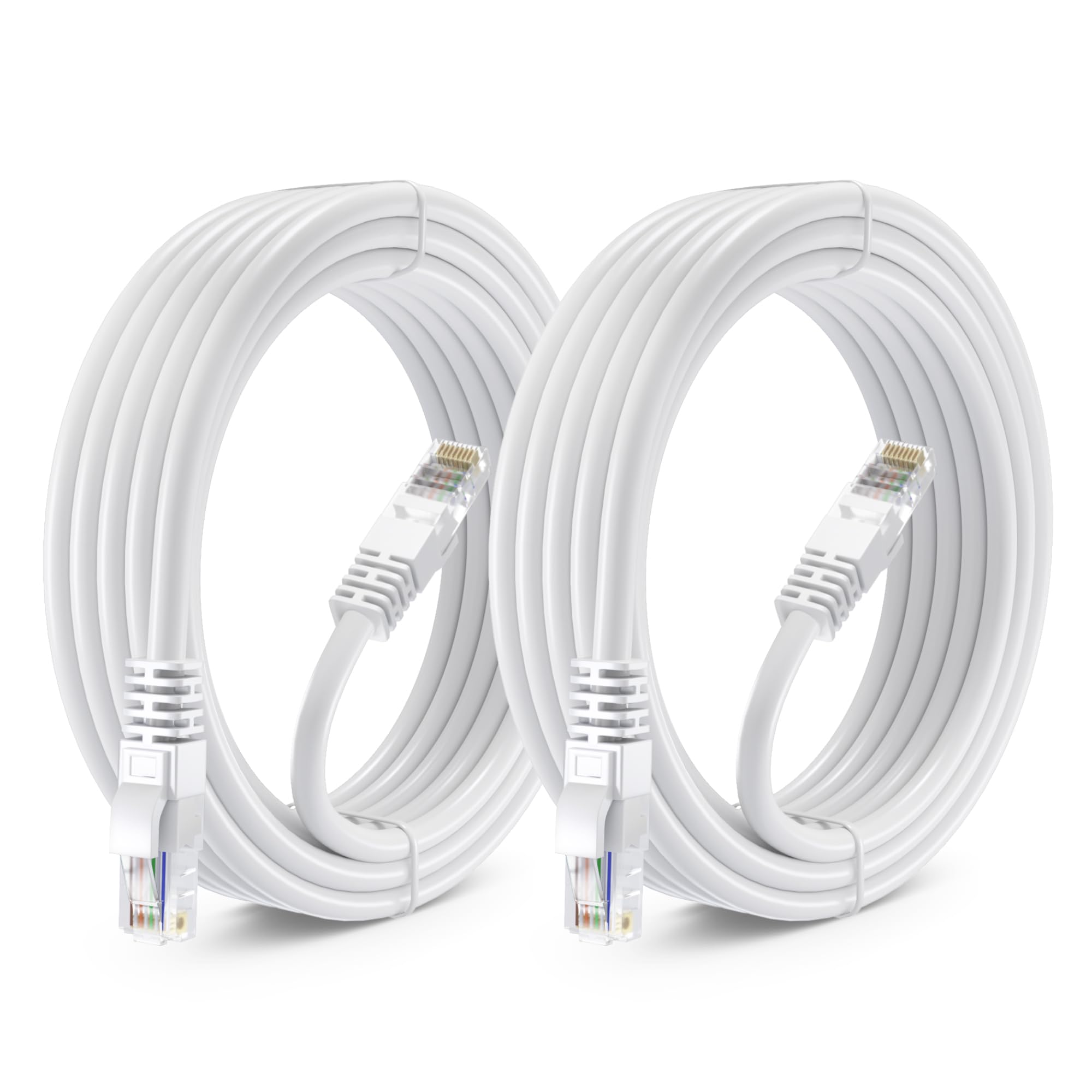 Maximm Cat 6 Ethernet Cable 15 Ft (2 Pack)   High Speed Lan Cable, Internet Cable, Patch Cable, And Network Cable   Utp, 10Gbps, 550Mhz Cat6 Cable   White