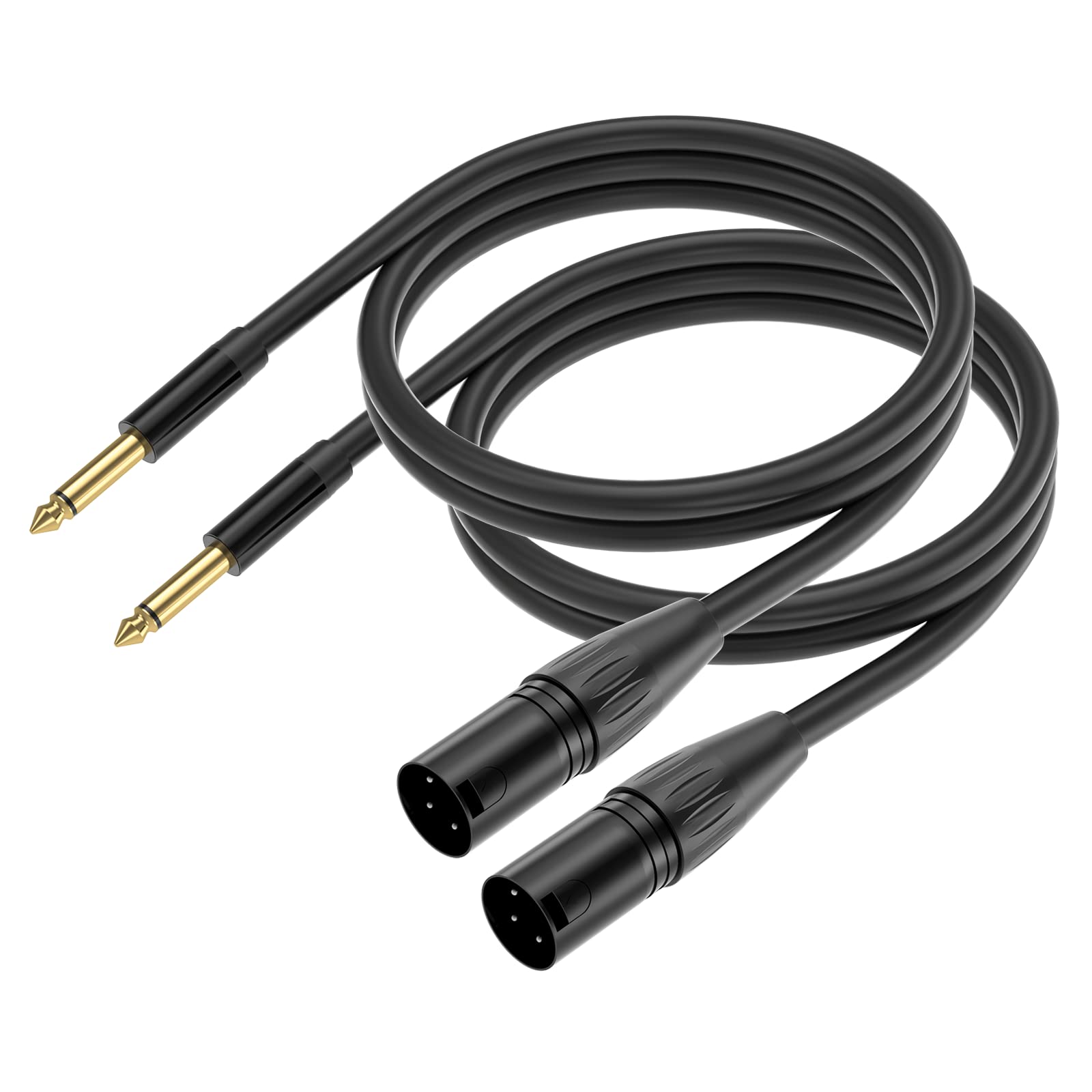 Yinker 1/4 Inch Ts To Xlr Male Cable, 6.35Mm To 3 Pin Male Microphone Cable Unbalanced Mic Cord   5Ft/1.5M 2Pack