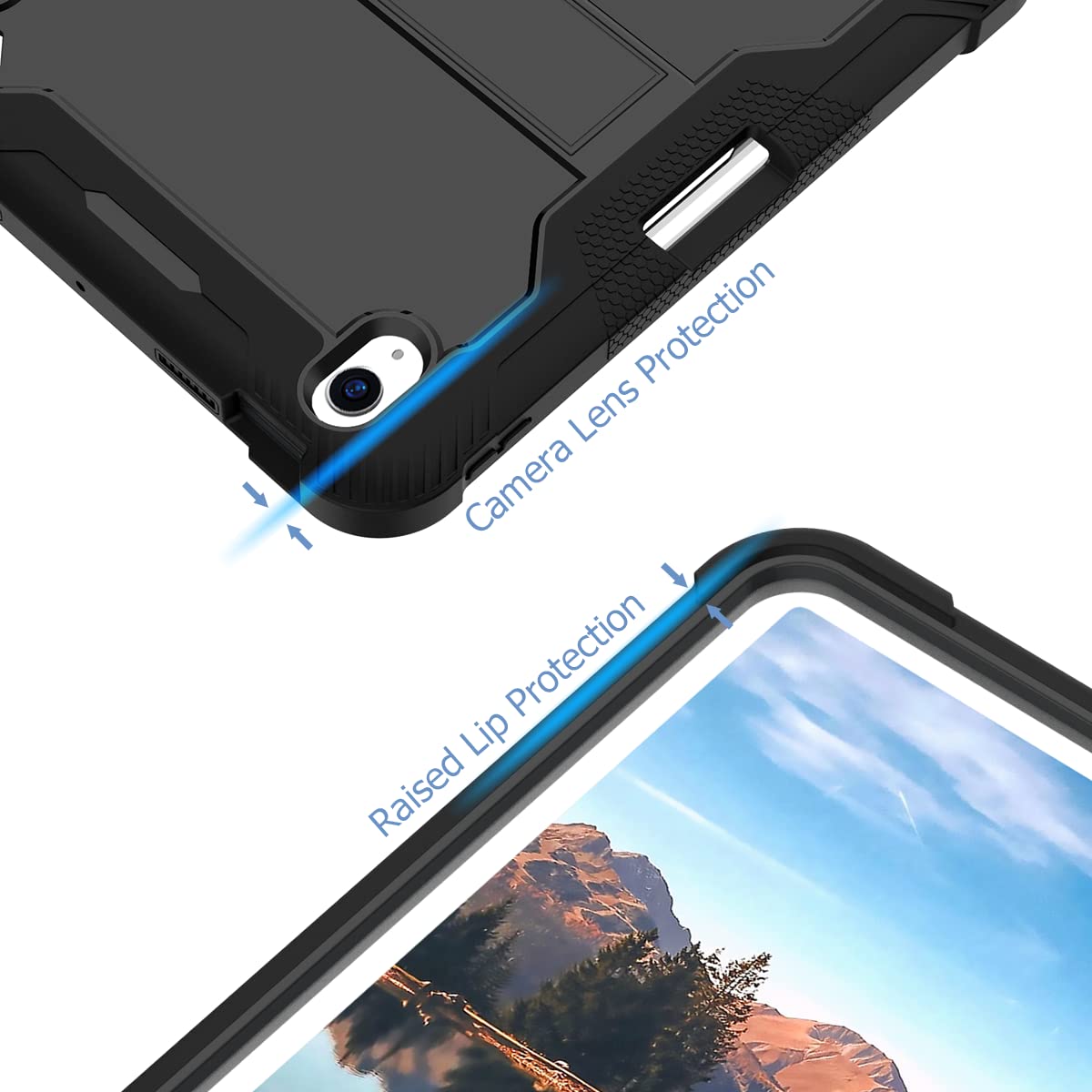 Fingic Ipad 10Th Generation Case 10.9 Inch 2022[Built In Pencil Holder]Heavy Duty Military Grade Shockproof Rugged Kickstand Sli