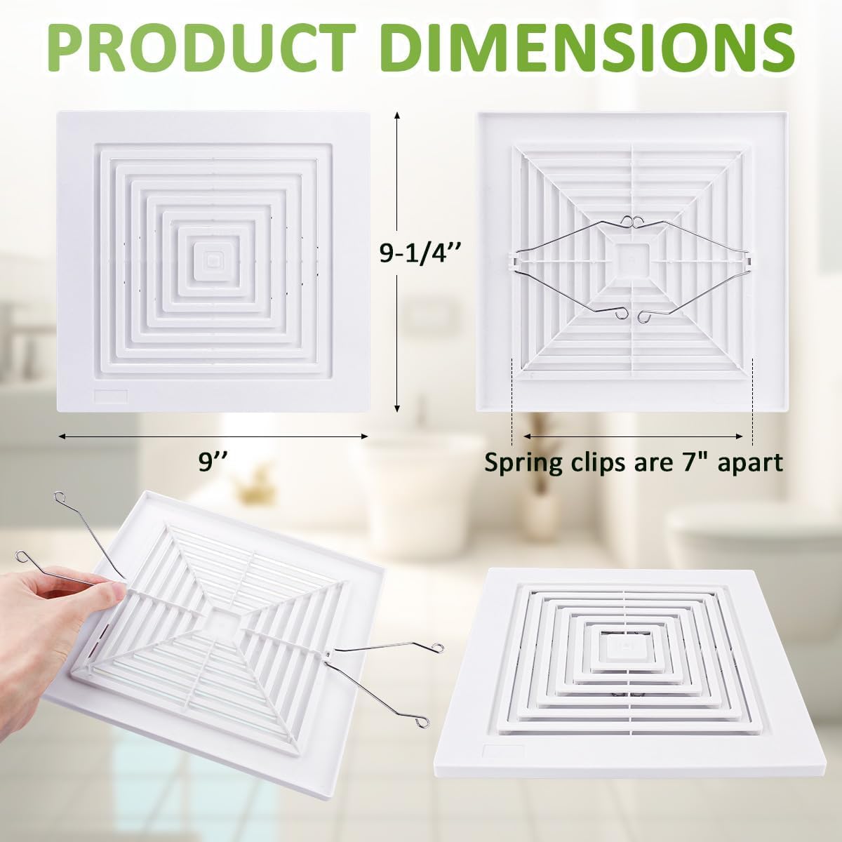 97011723 Bathroom Ventilation Fan Grill (9 1/4 In. W. X 9 In. L) Fits For Nutone 670 G, 670 H, 663 G, 671 G, 671 J, 688 G, 688 H