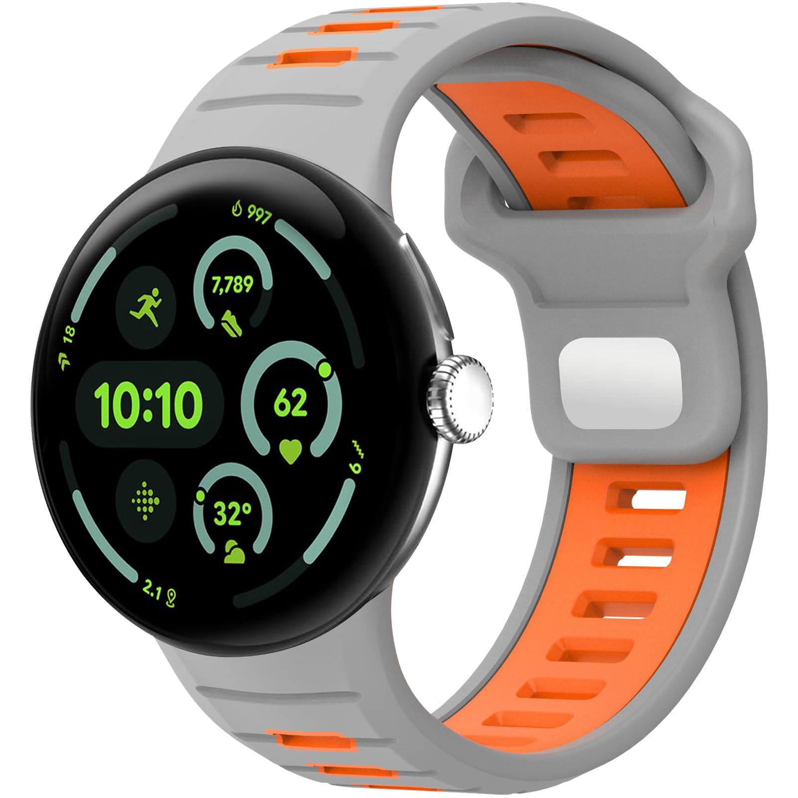 Miimall Band for Google Pixel Watch 4 (2025)/3 45mm Bands, Soft Silicone Sport Stylish Straps Sweat Resistant Strap Adjustable Q